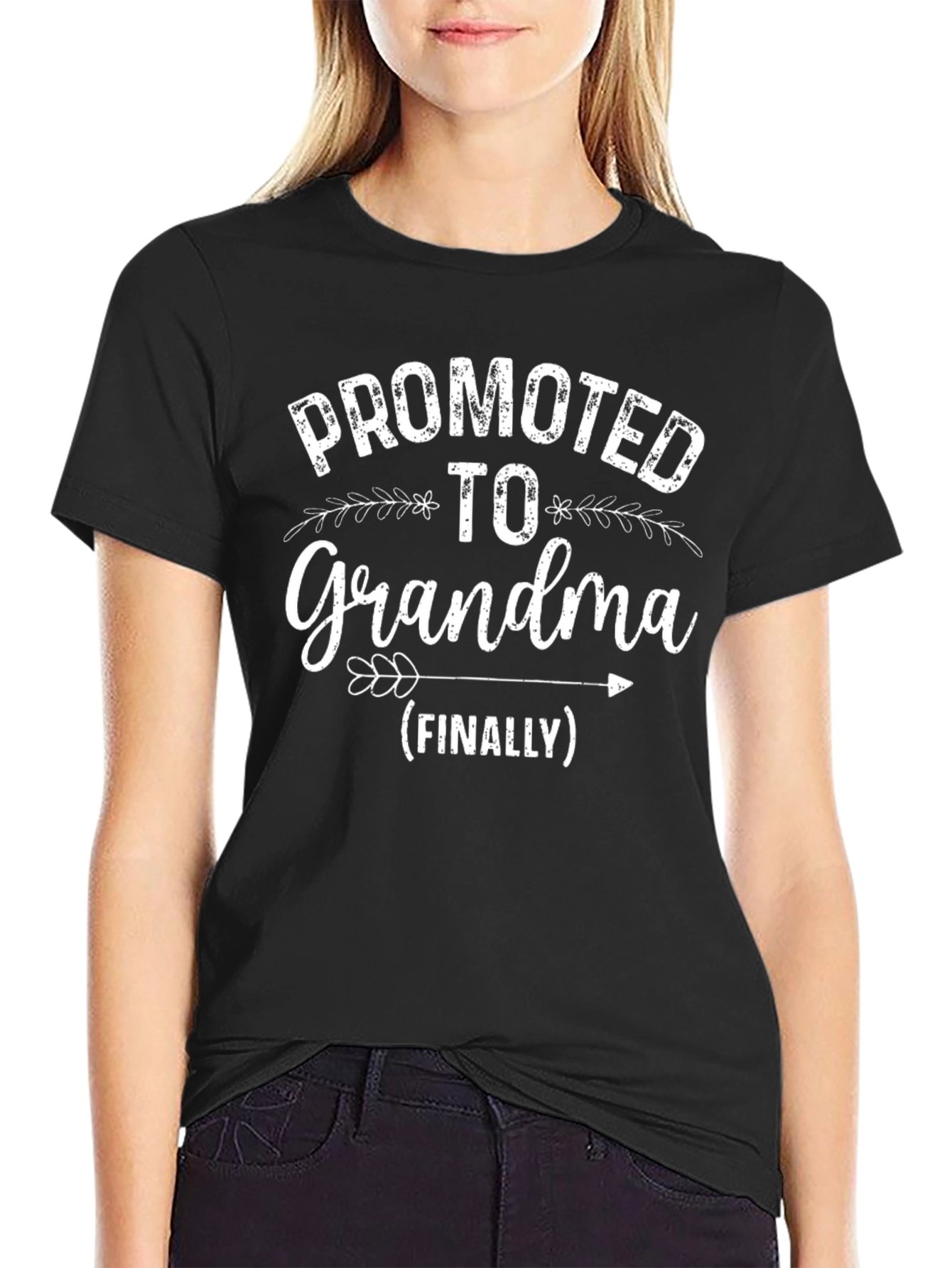 Black Promoted to Grandma T-Shirt, Funny Grandma Gift view 2