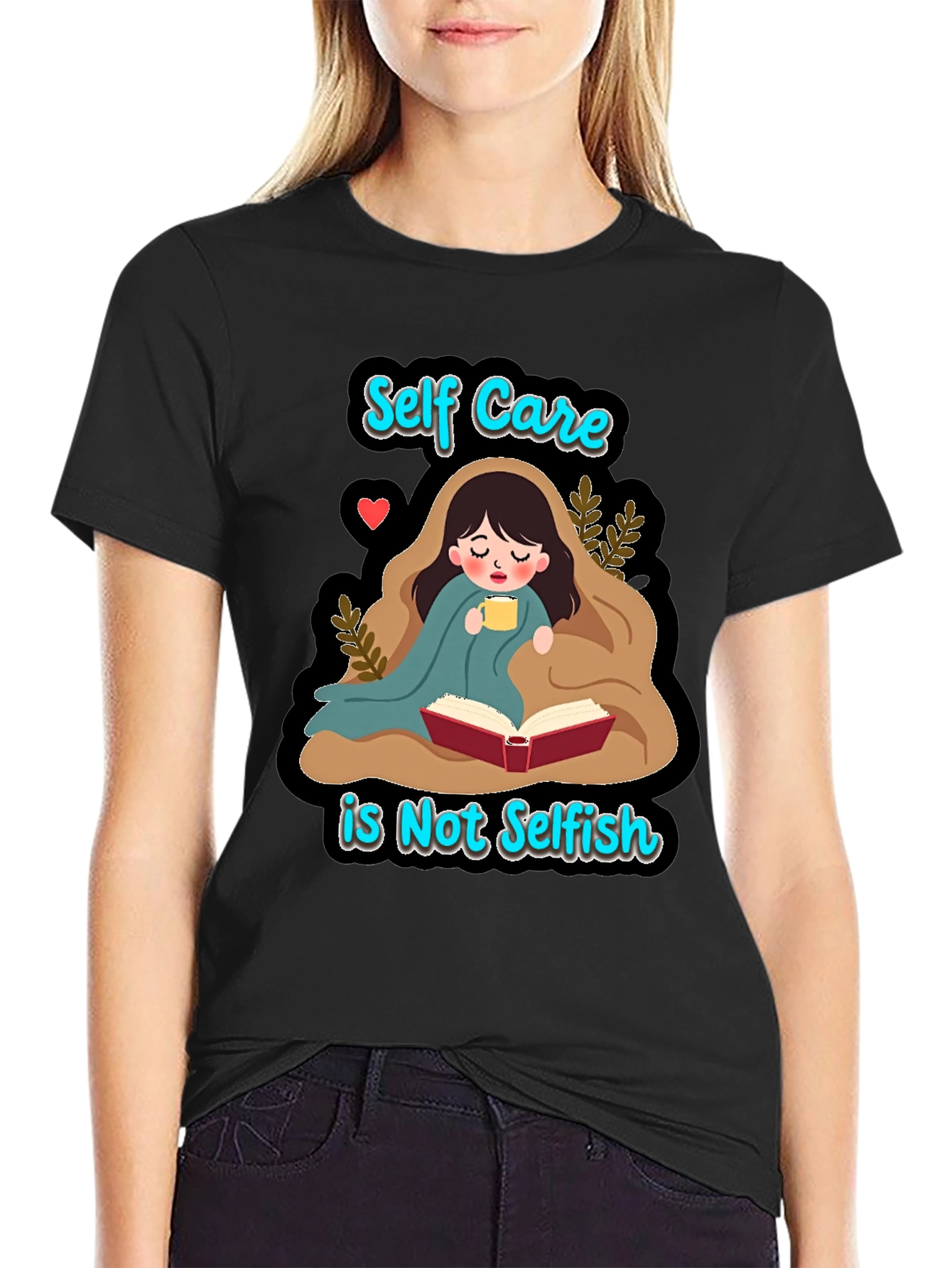 Black Self Care T-Shirt - Reading & Relaxation view 2