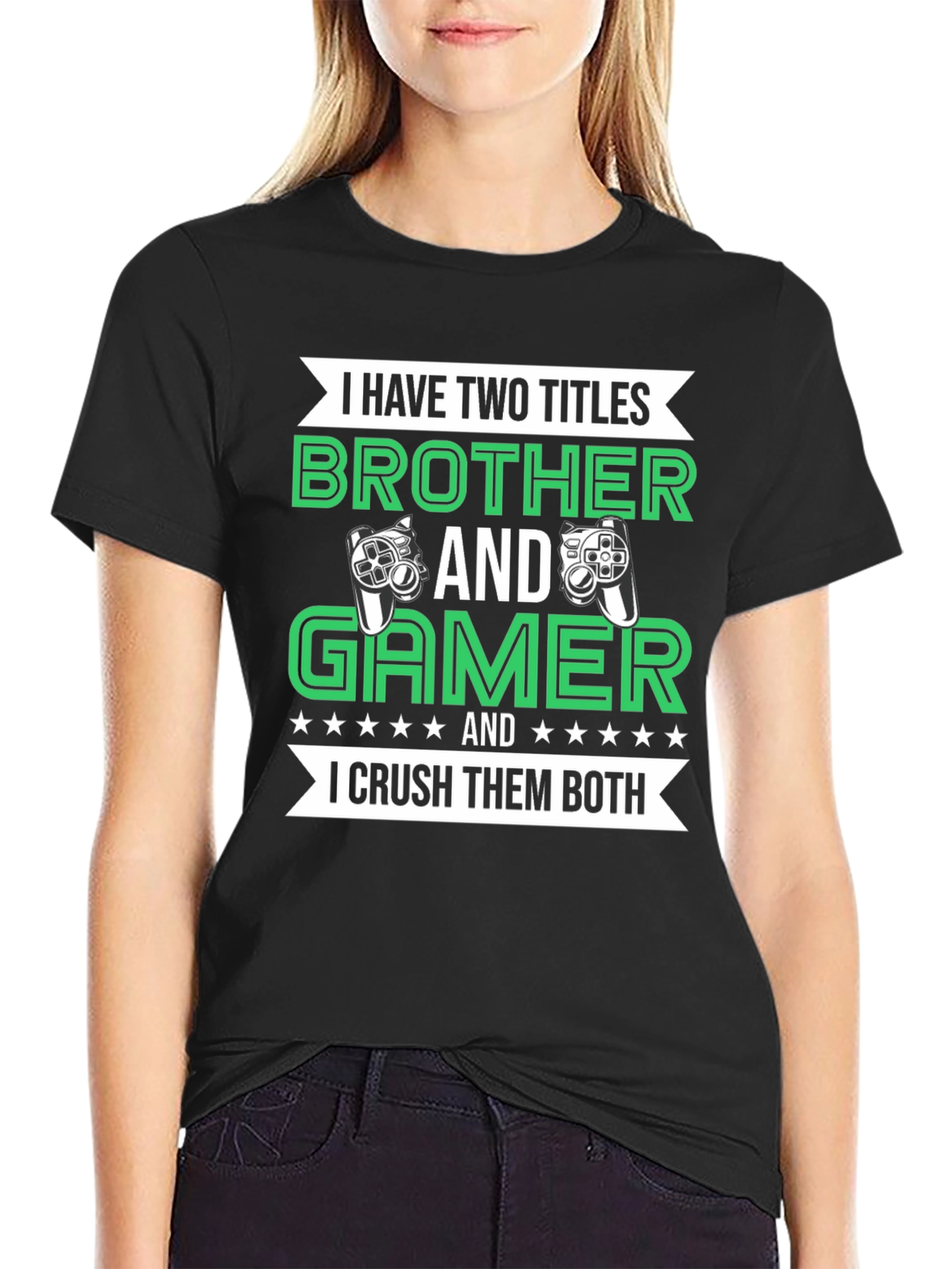 Black Brother and Gamer T-Shirt: I Crush Them Both! view 2