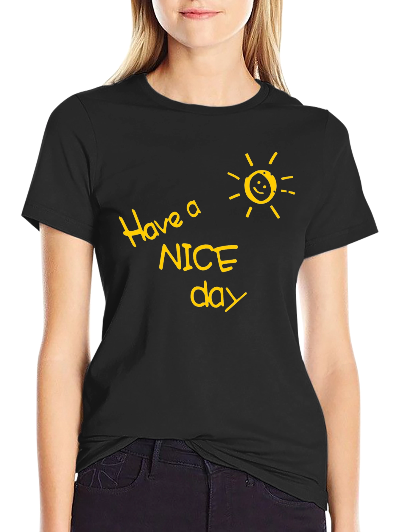 Black Have a Nice Day Graphic Tee - Black view 2