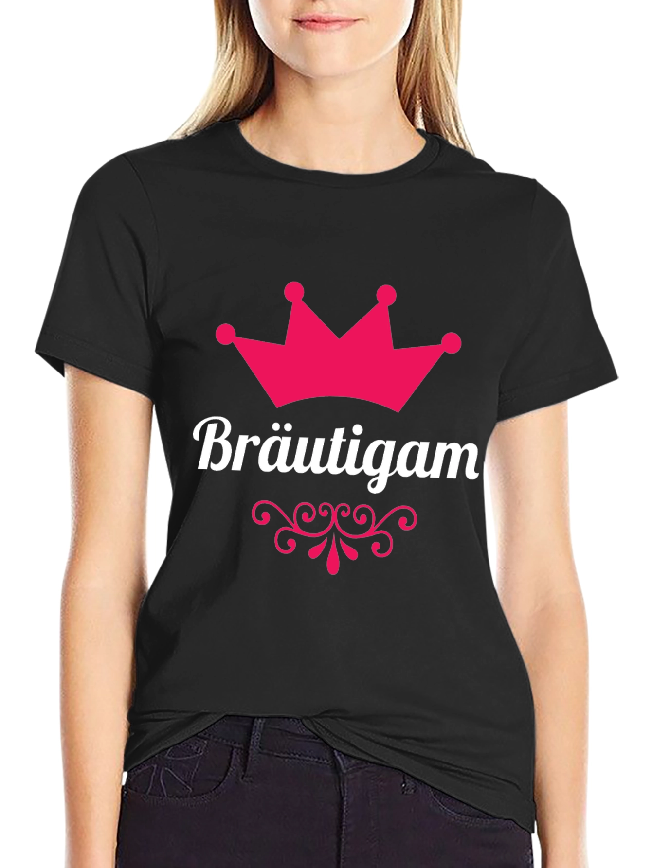 Black Bräutigam Groom Crown T-Shirt - Black view 2