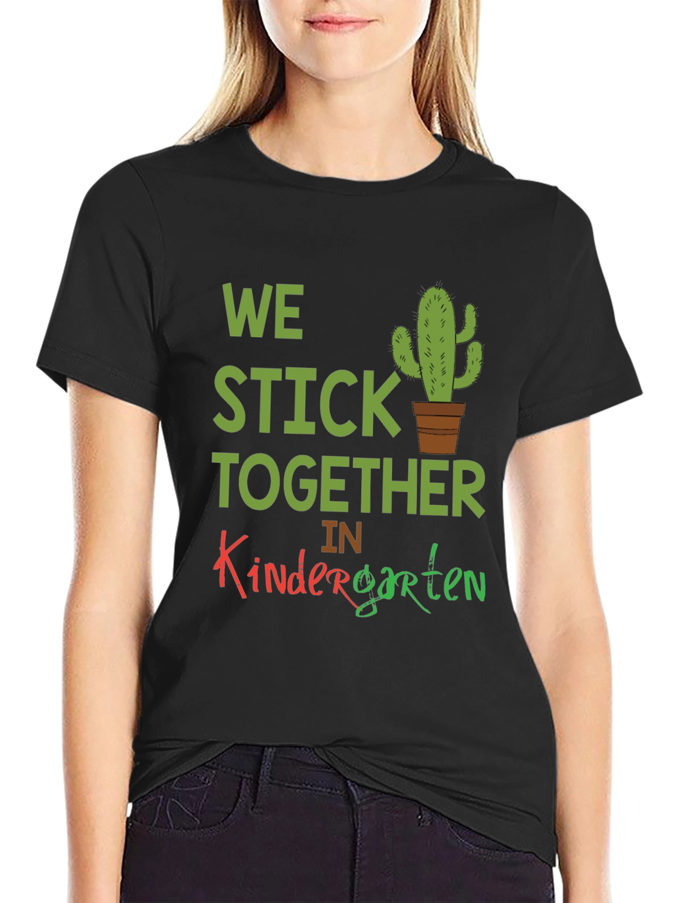 Black We Stick Together Kindergarten T-Shirt view 2