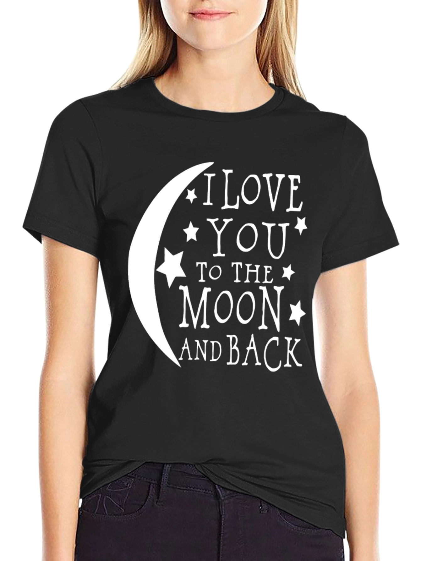 Black I Love You to the Moon and Back Graphic Tee view 2