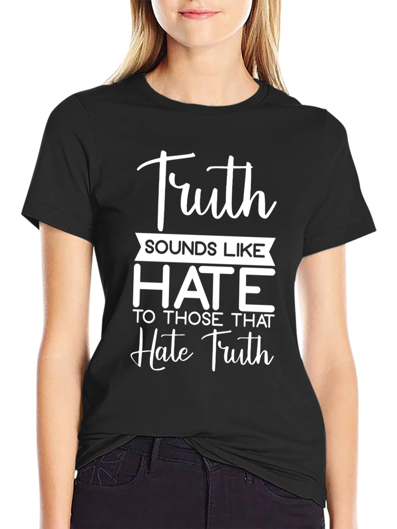 Black Truth Hate Graphic Tee - Unisex Black Cotton T-Shirt view 2