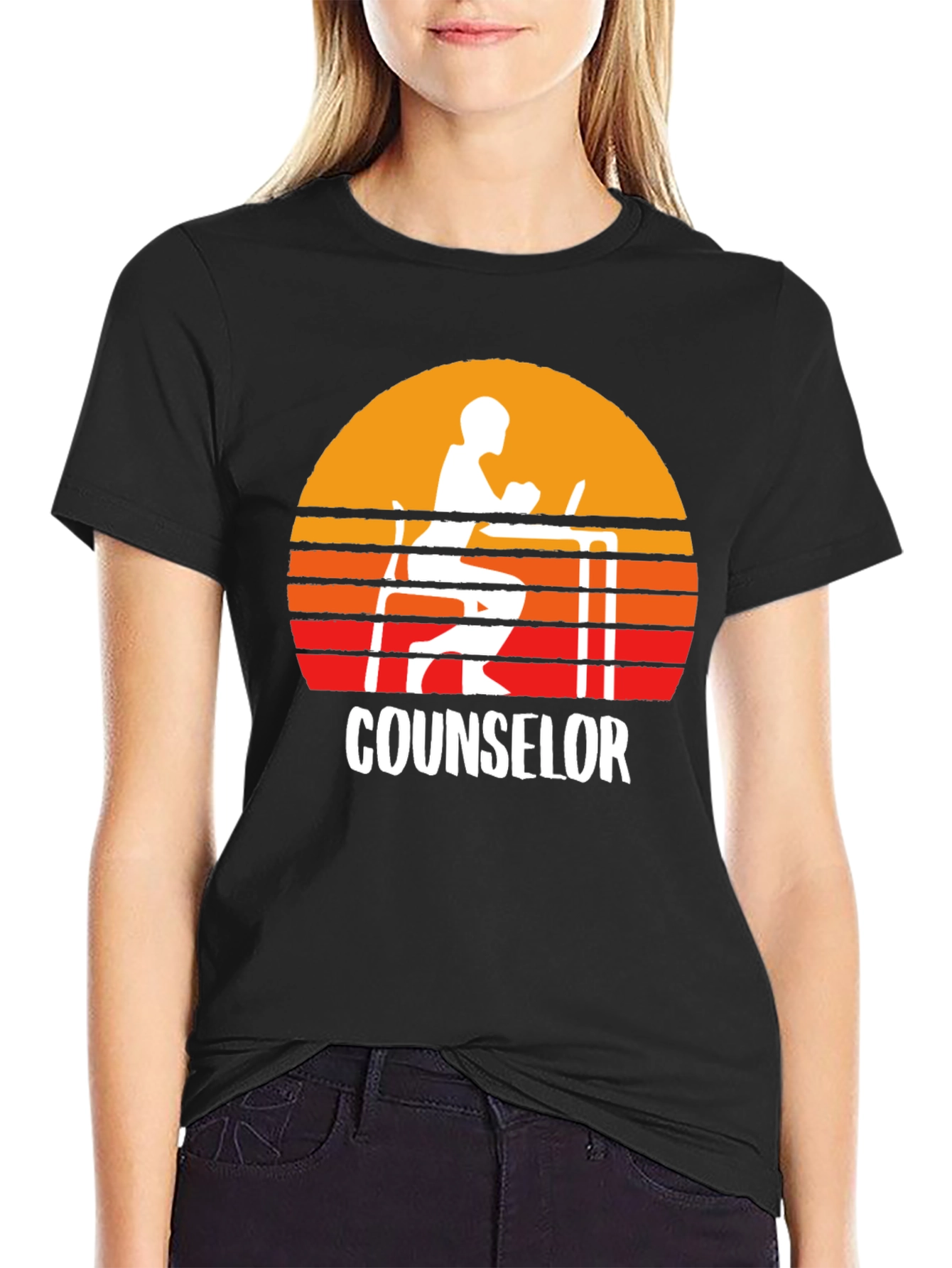 Black Counselor Sunset Graphic T-Shirt view 2