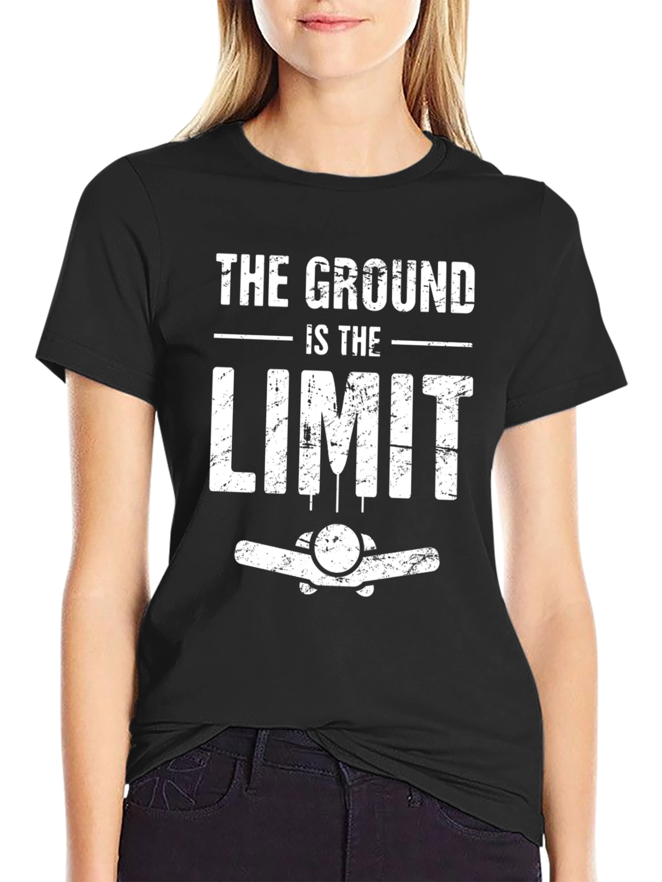 Black The Ground Is The Limit Airplane T-Shirt view 2