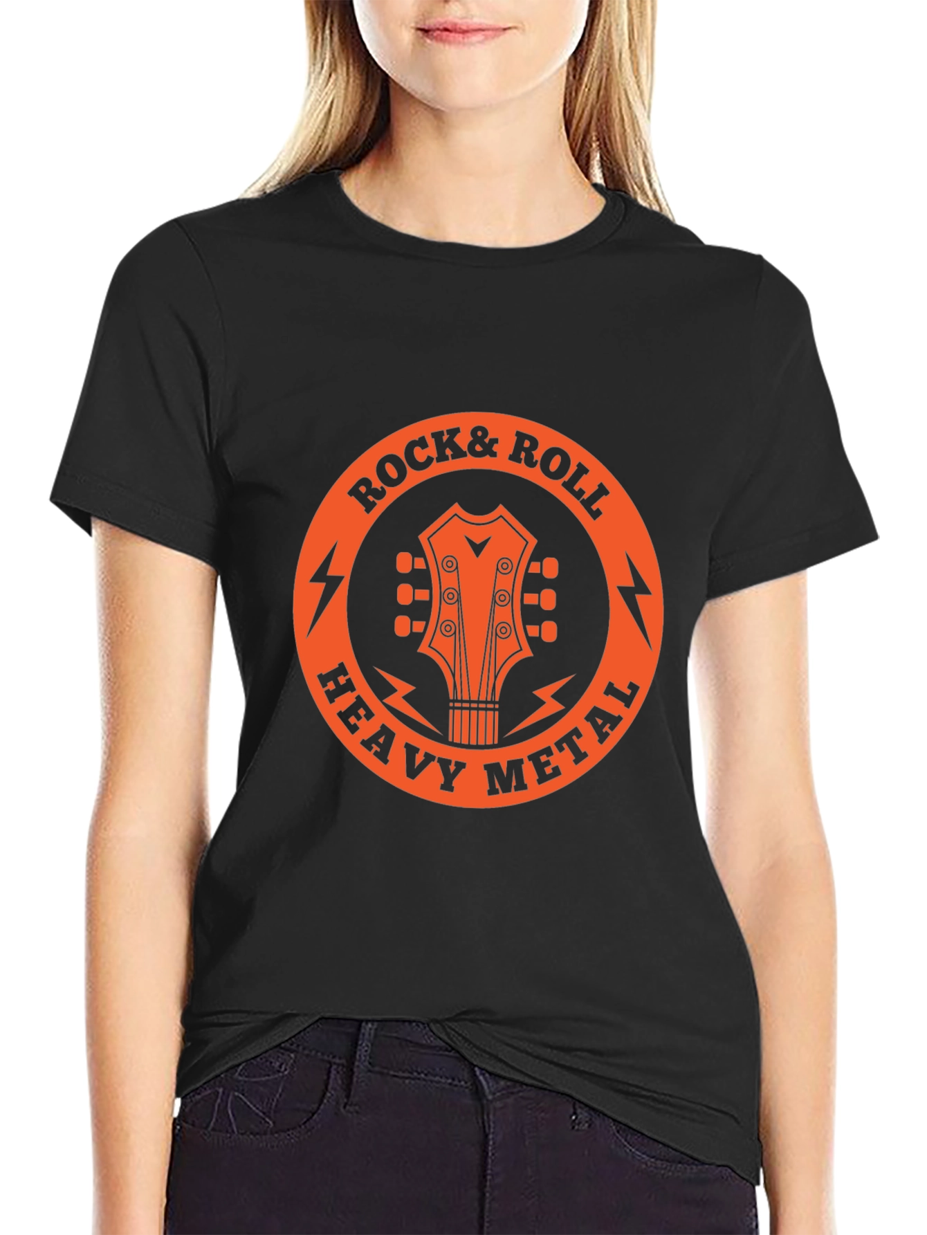 Black Rock & Roll Heavy Metal Guitar T-Shirt view 2