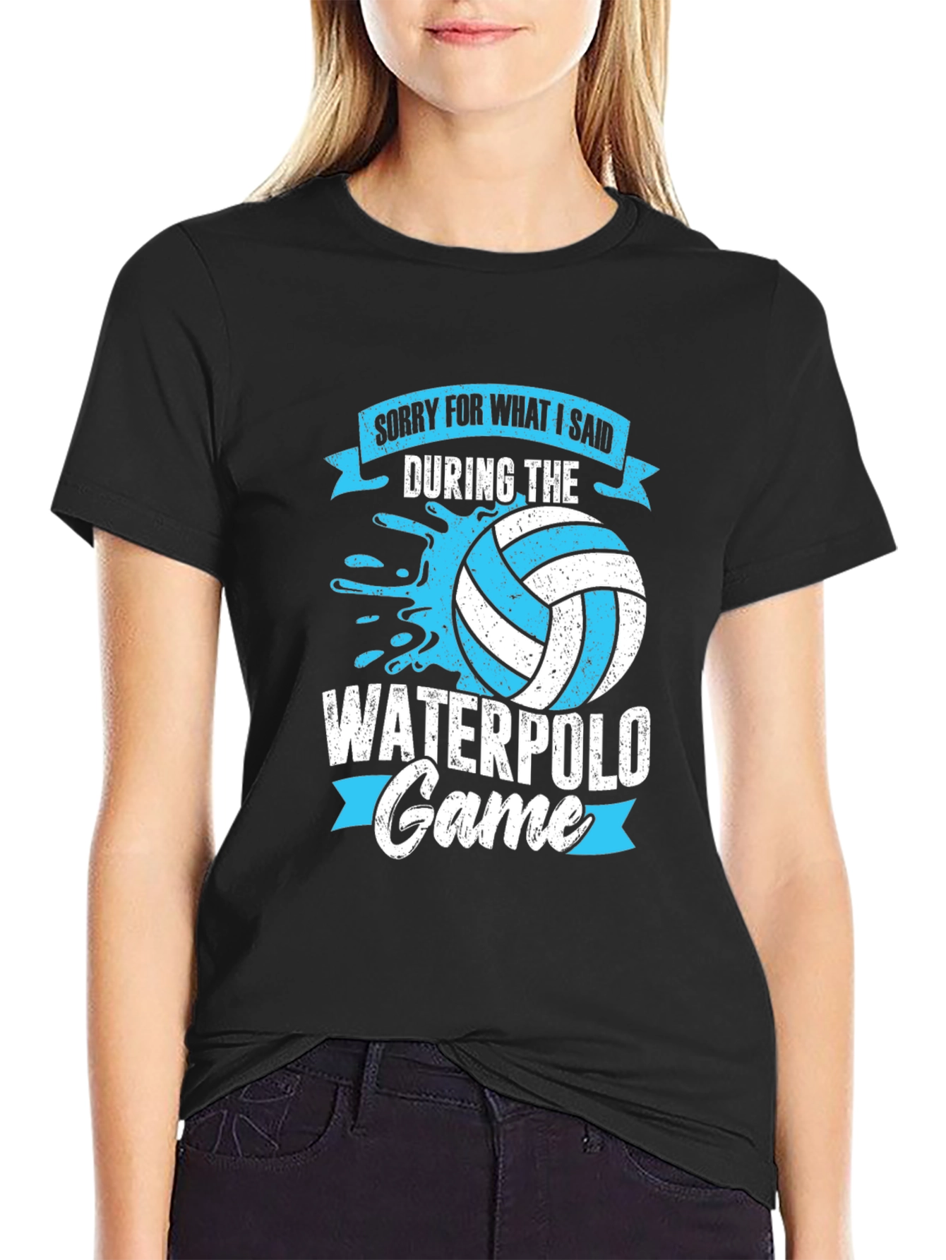 Black Waterpolo Game Apology Graphic Tee view 2