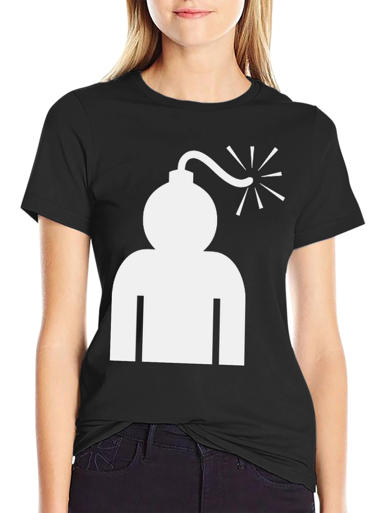 Black Bomb Head Graphic Tee - Cool Humor T-Shirt view 2
