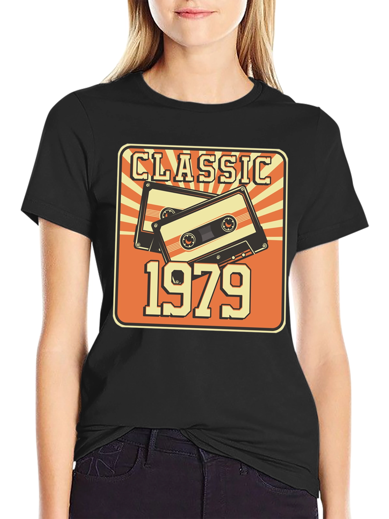 Black Classic 1979 Cassette Tape Graphic T-Shirt view 2