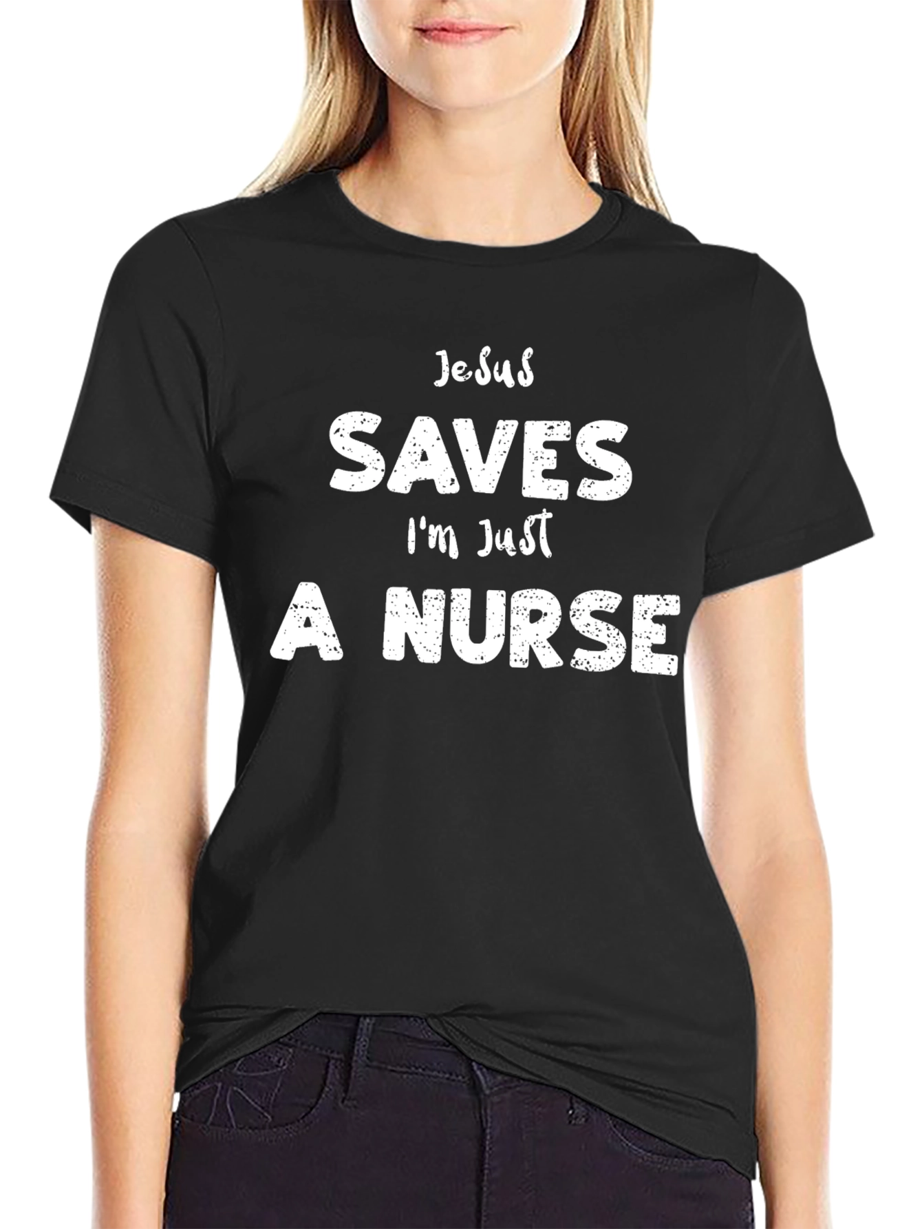 Black Jesus Saves I'm Just A Nurse Funny T-Shirt view 2