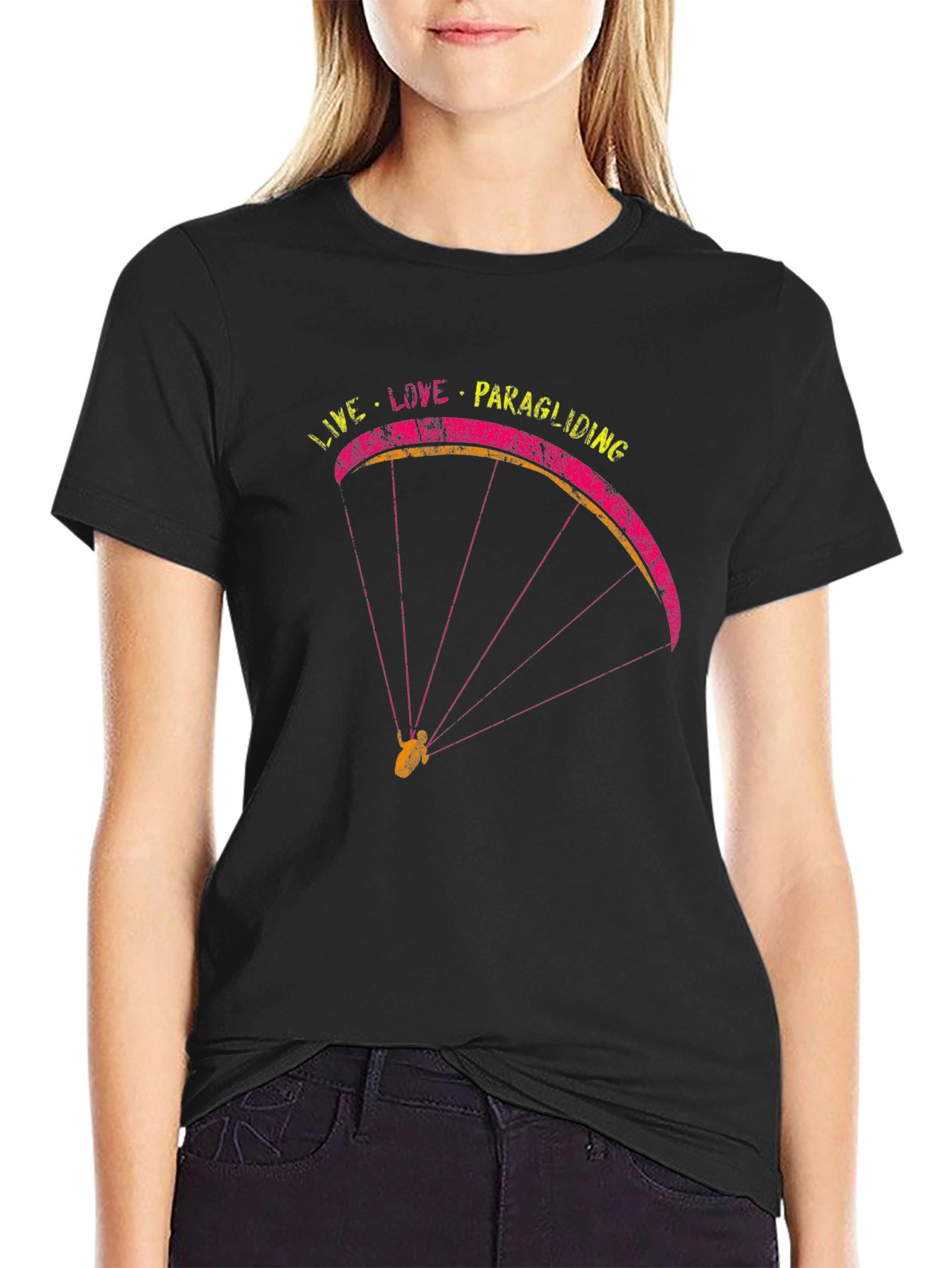 Black Live Love Paragliding Black T-Shirt view 2