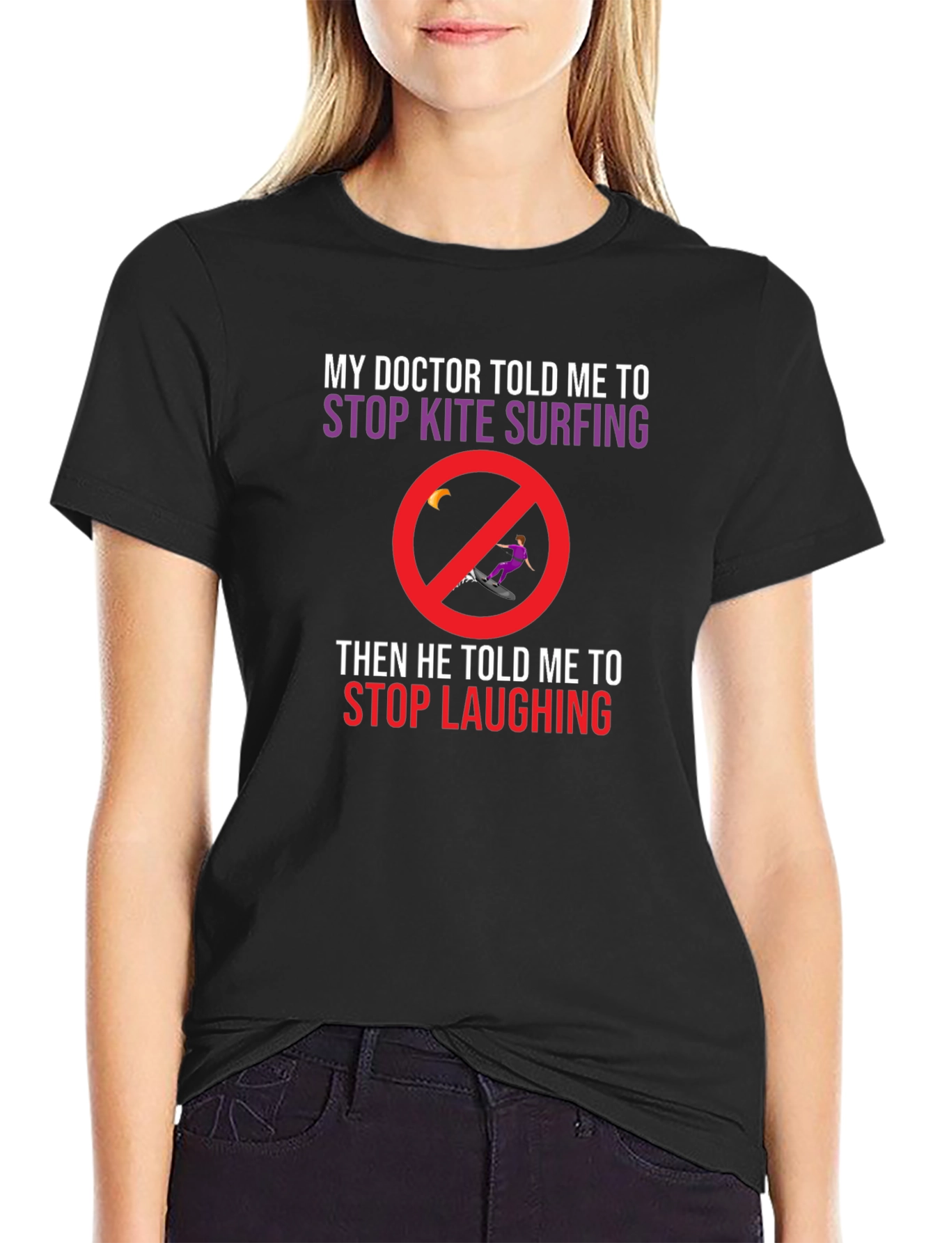 Black Funny Kite Surfing T-Shirt: Doctor's Orders view 2