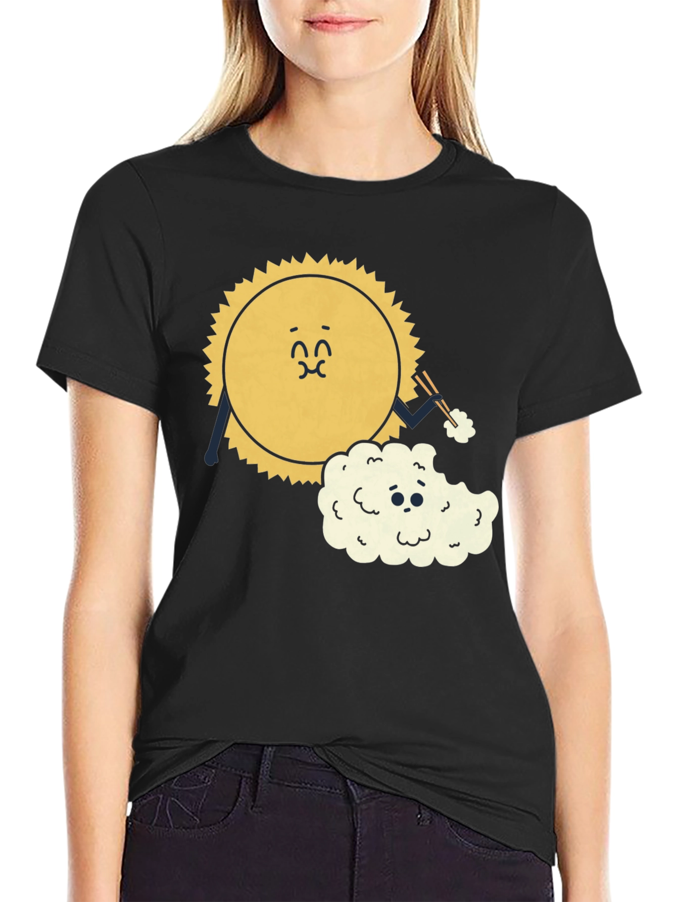 Black Sun Eating Cloud Graphic Tee - Black Cotton Blend view 2