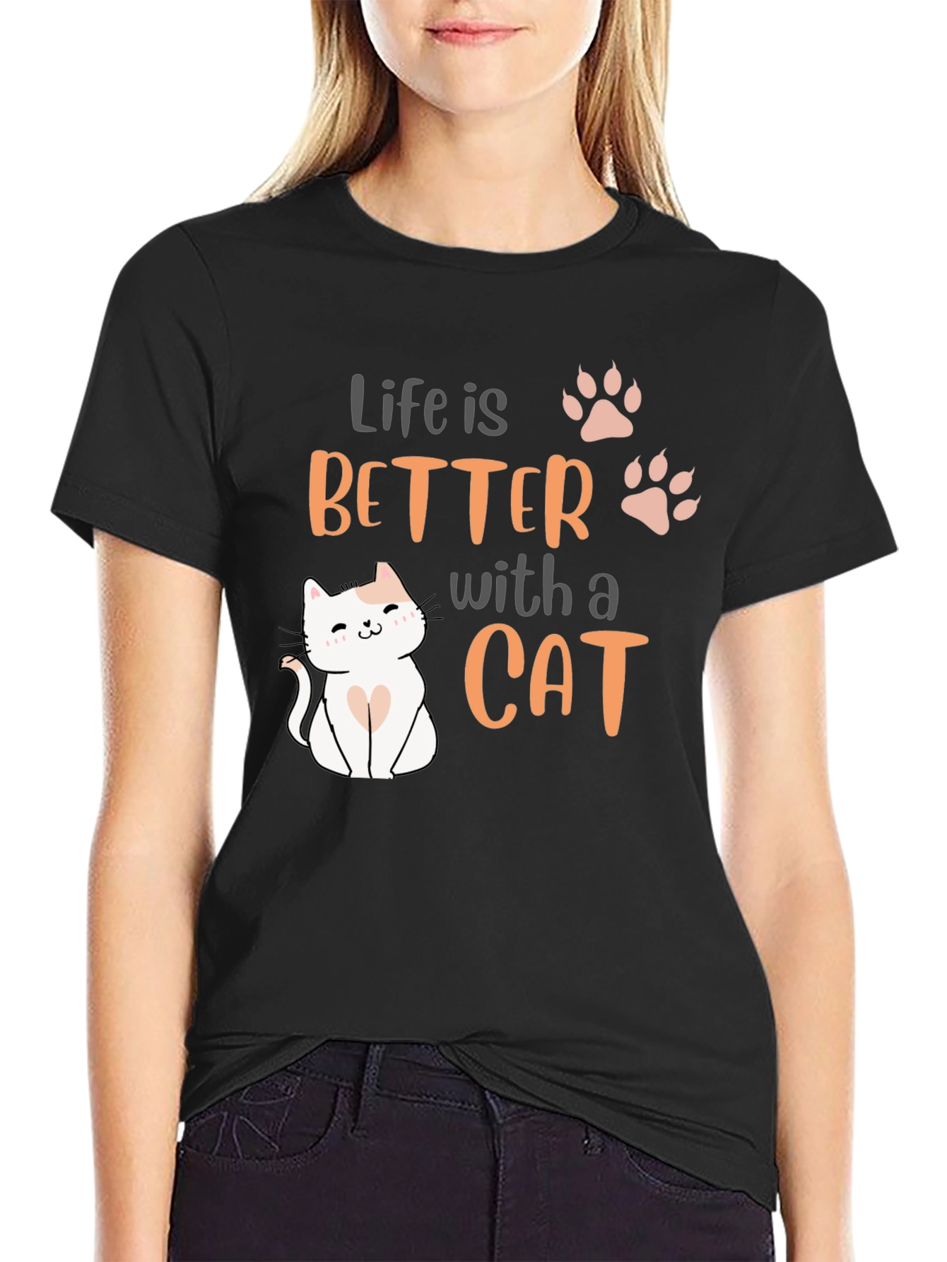 Black Life is Better with a Cat T-Shirt view 2