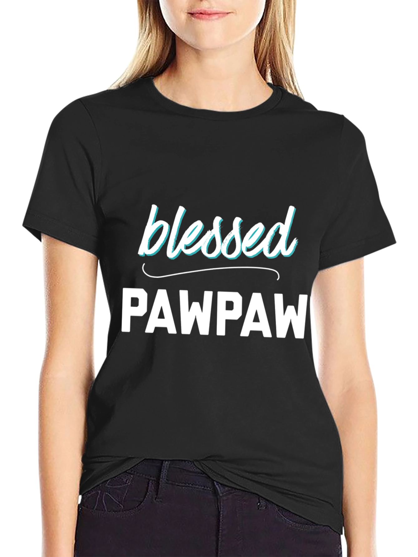 Black Blessed Pawpaw T-Shirt - Grandfather Gift view 2