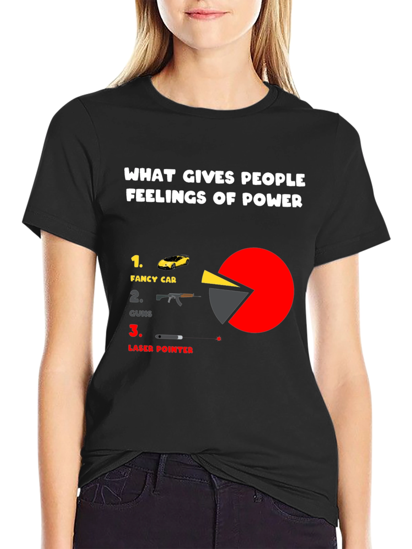 Black Power Pie Chart T-Shirt - Funny Graphic Tee for Confident People view 2