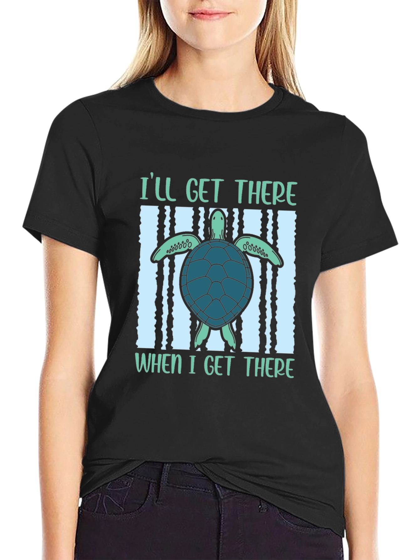 Black I'll Get There Turtle T-Shirt view 2