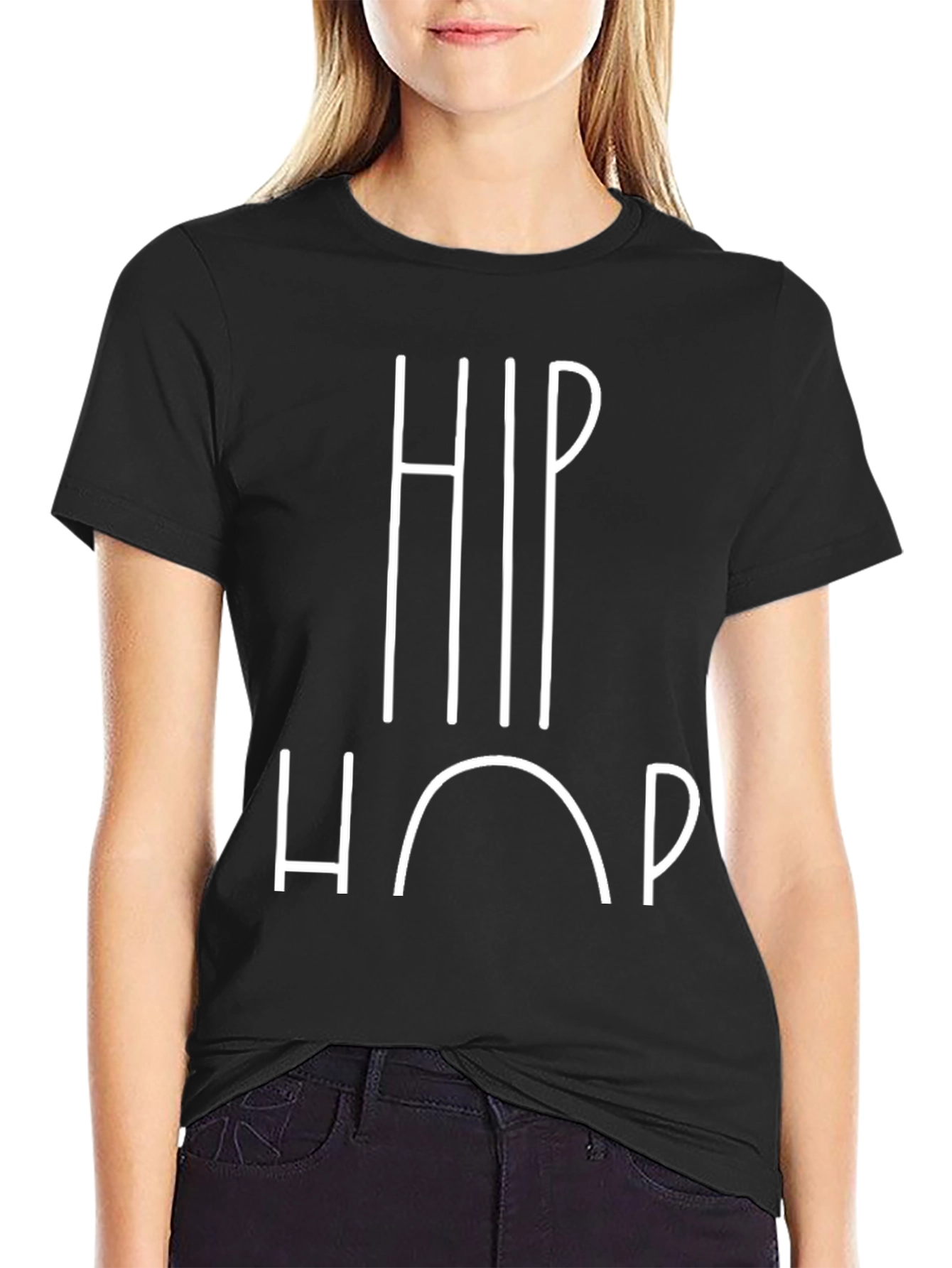 Black Hip Hop Graphic T-Shirt - Black Crew Neck Tee view 2
