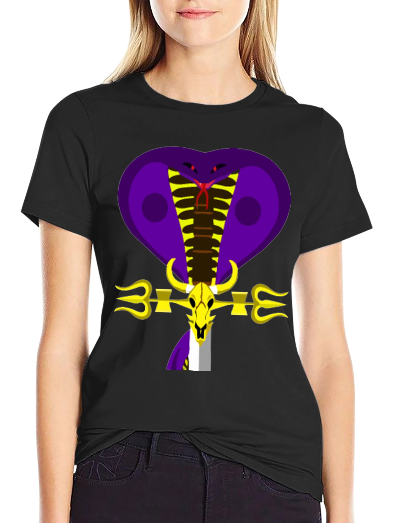 Black Cobra Skull Graphic Tee - Bold Design view 2