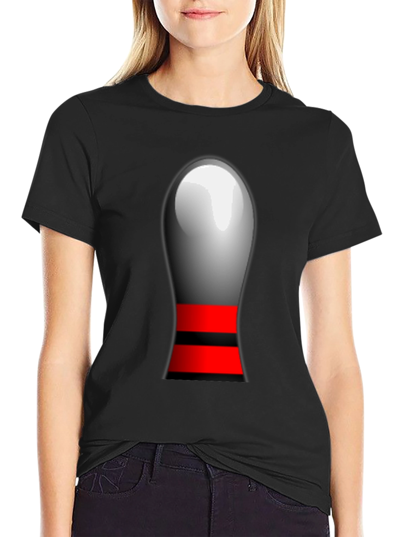 Black Novelty Bowling Pin Graphic T-Shirt view 2