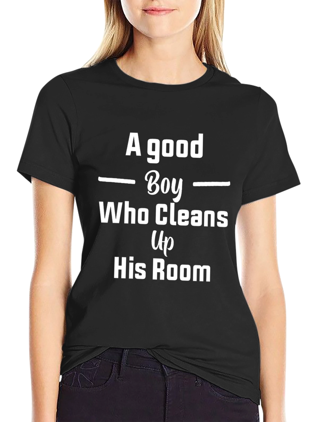 Black A Good Boy Who Cleans Up His Room T-Shirt view 2