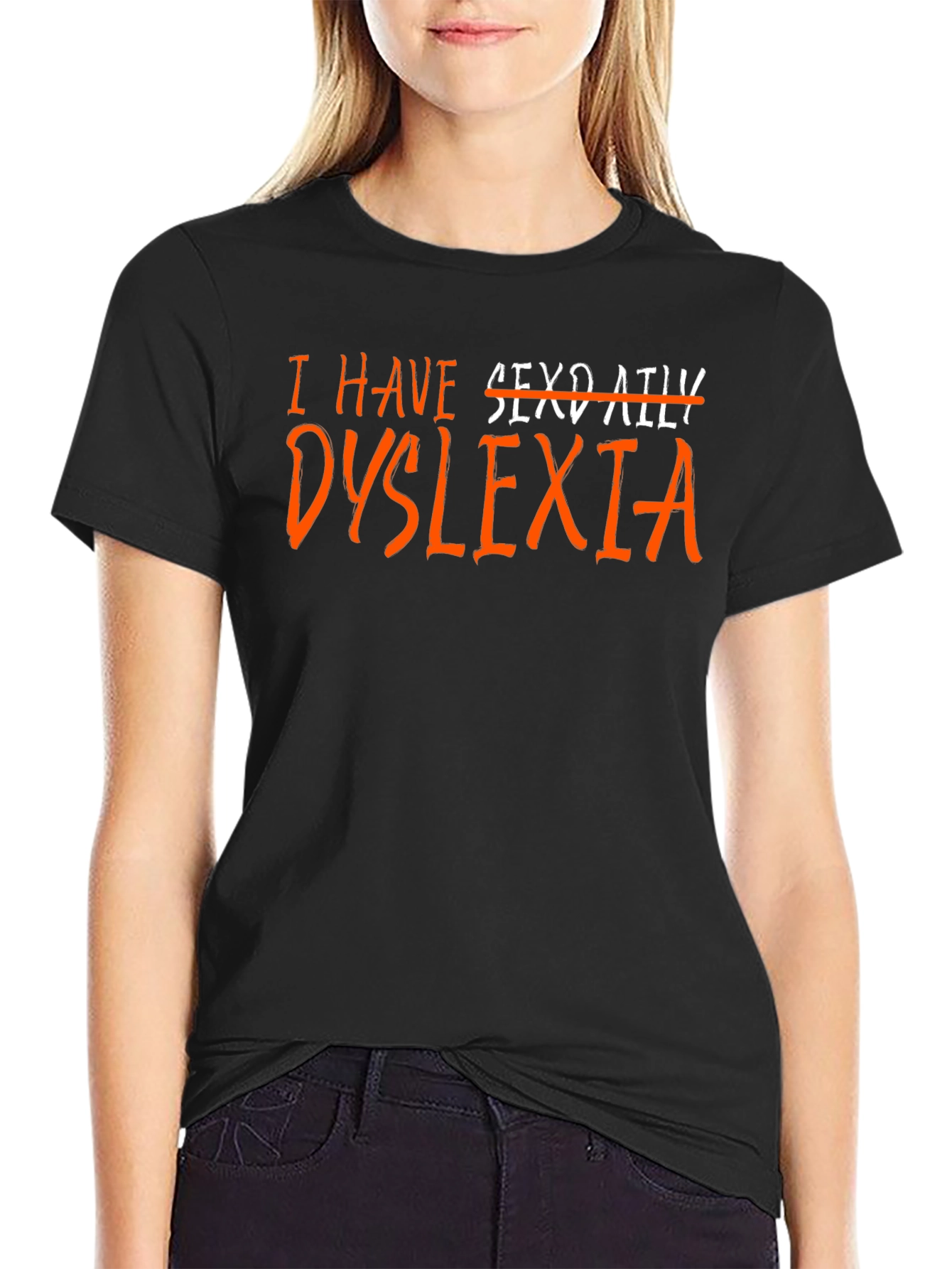 Black Dyslexia T-Shirt - Humor Novelty Graphic Tee view 2
