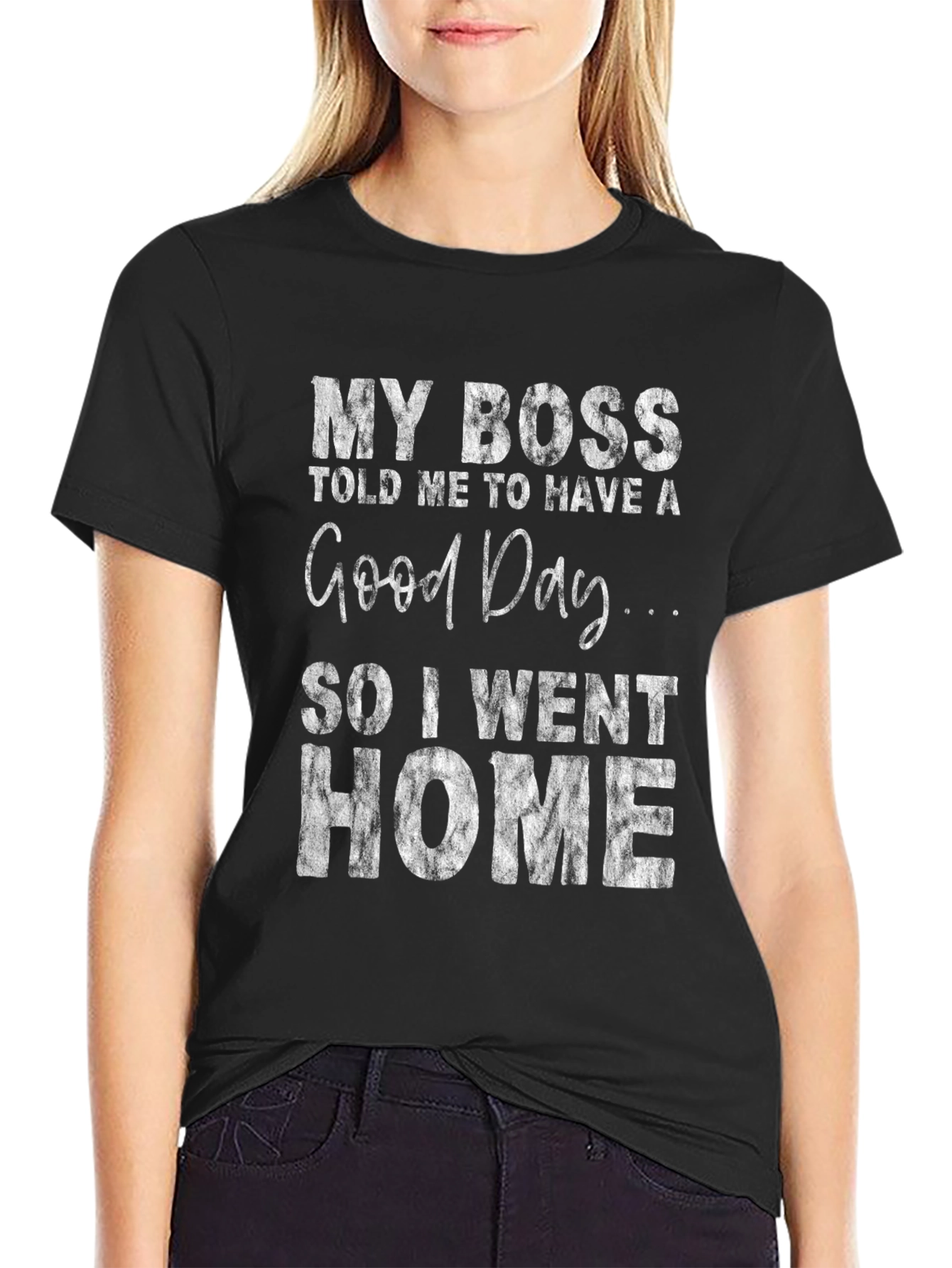 Black Funny 'My Boss' Graphic Tee view 2