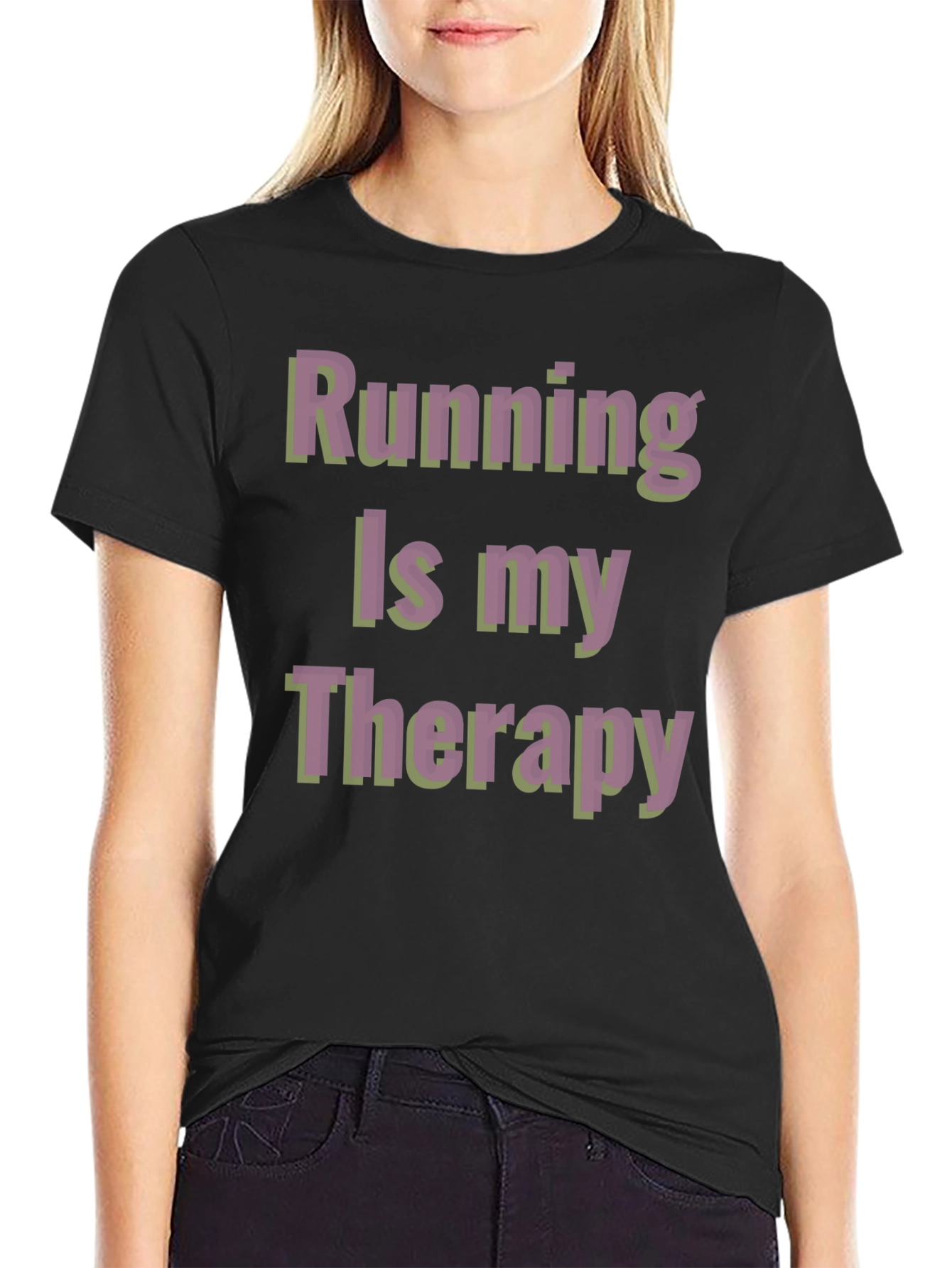 Black Running Is My Therapy Graphic Tee view 2