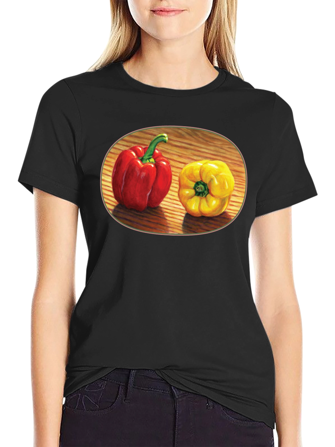 Black Red & Yellow Pepper Graphic Tee view 2