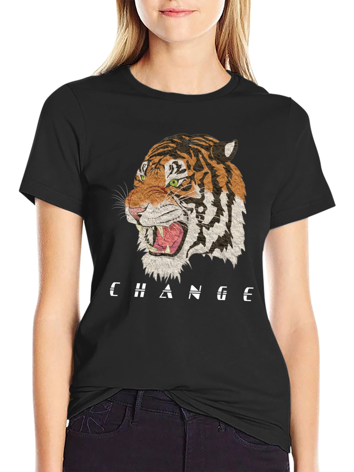 Black Change Tiger Graphic Black T-Shirt view 2