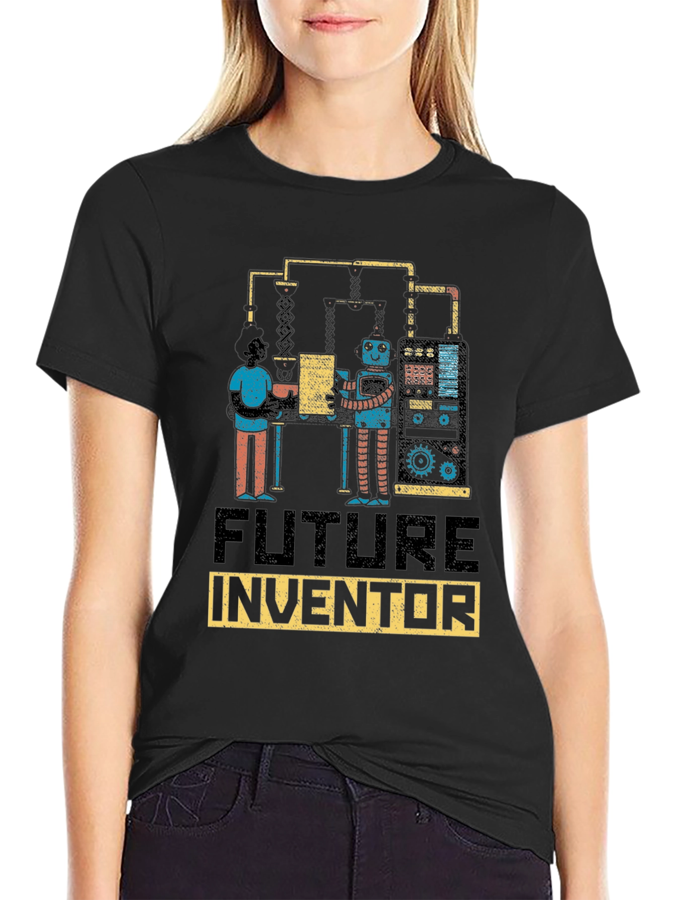 Black Future Inventor Graphic T-Shirt view 2