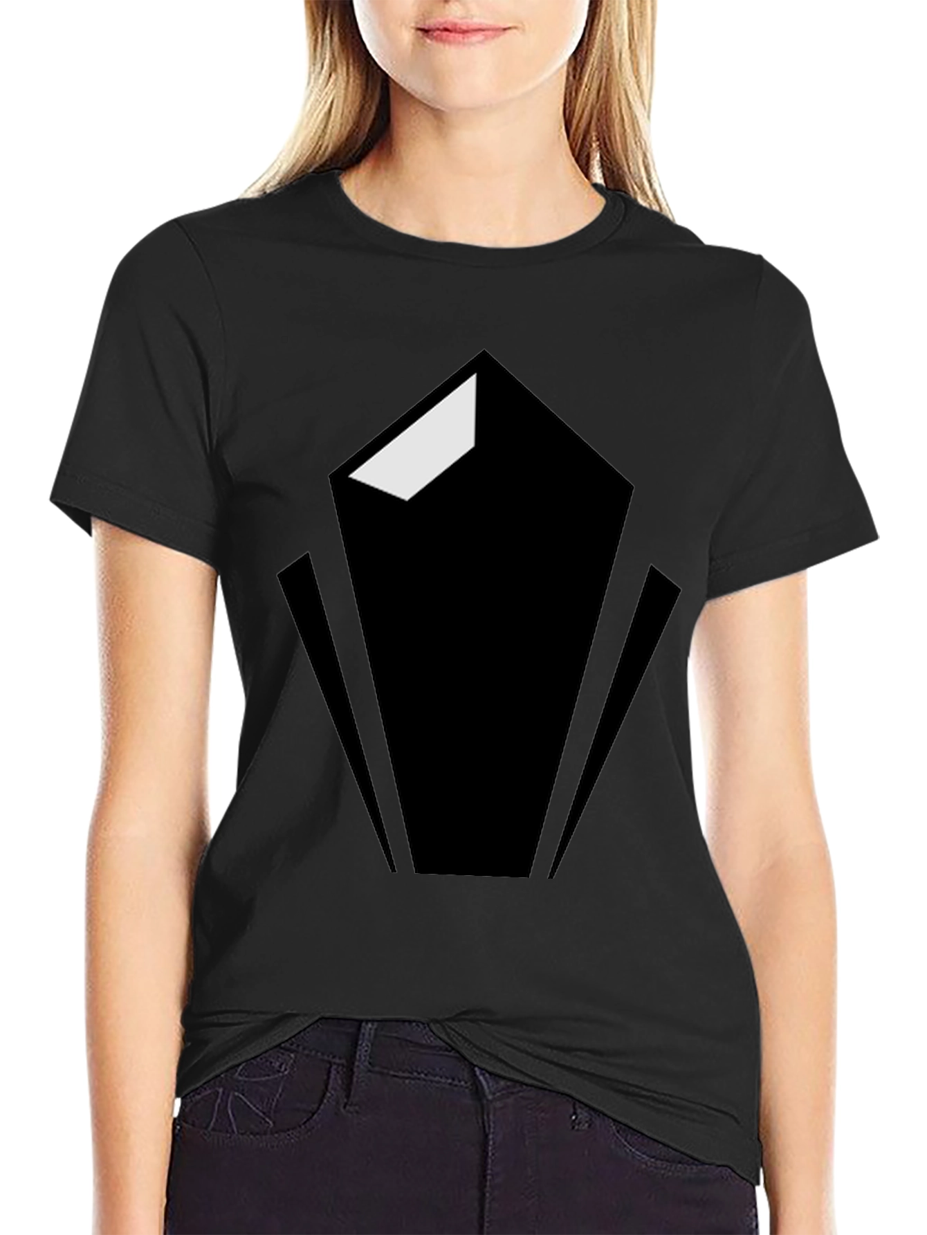 Black Geometric Graphic Tee - Modern Black Shirt view 2