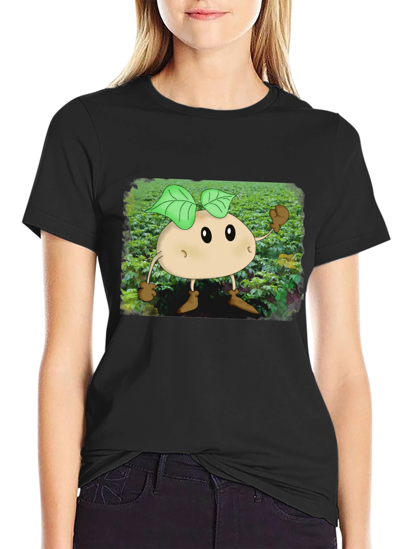 Black Cartoon Spud T-Shirt view 2