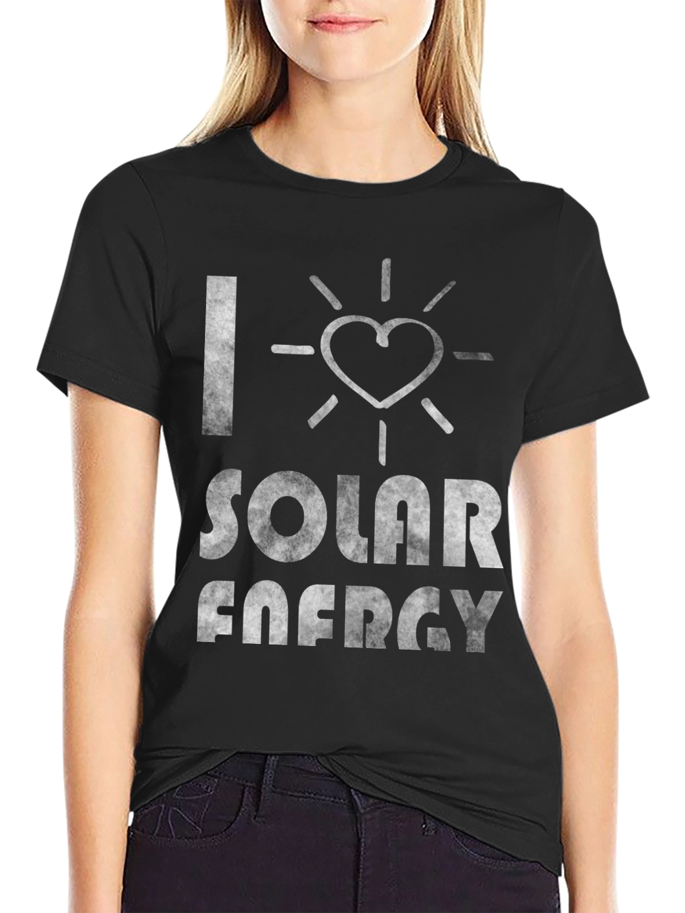 Black I Love Solar Energy T-Shirt - Eco-Friendly Fashion view 2