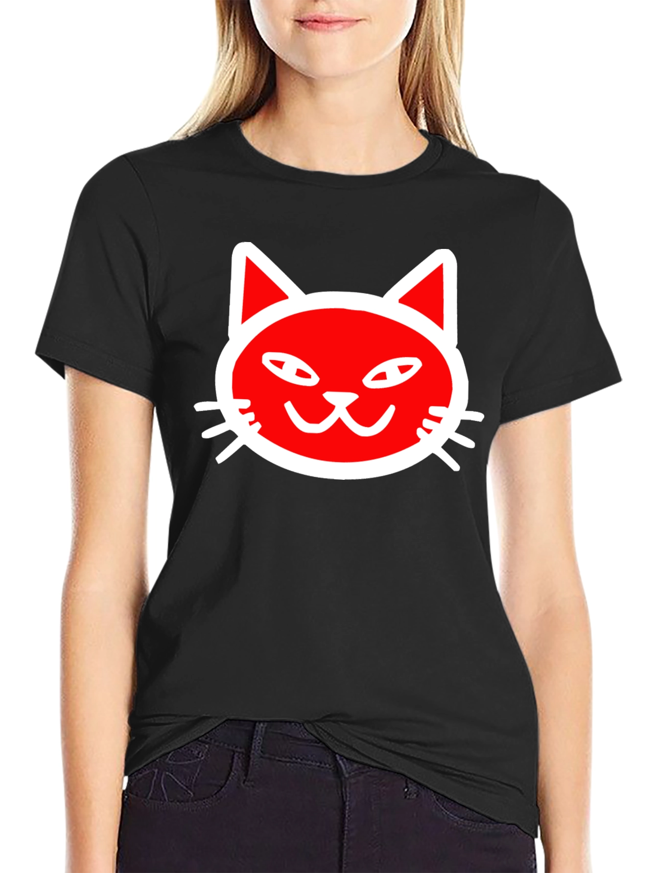 Black Cool Cat Graphic T-Shirt - Black Cotton Tee view 2