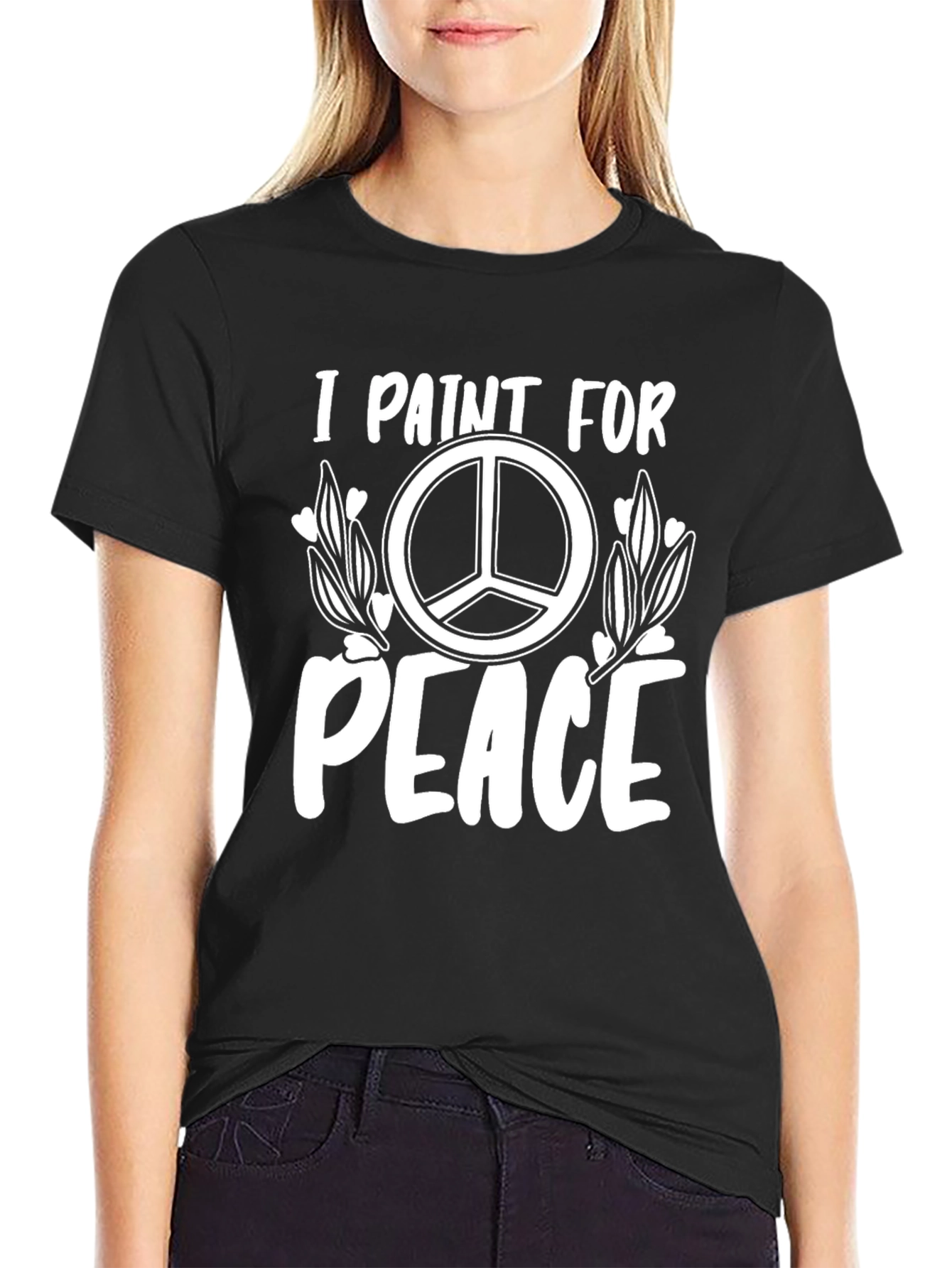 Black I Paint For Peace T-Shirt view 2