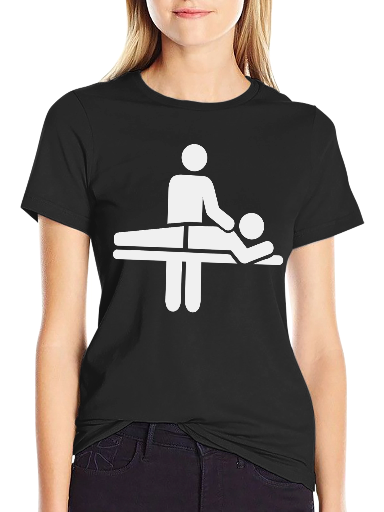 Black Massage Therapy Graphic Tee - Black Cotton T-Shirt view 2