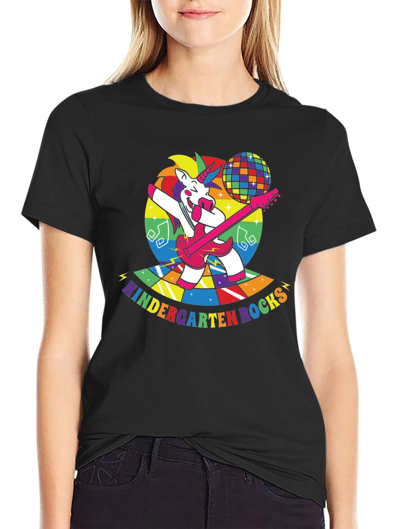 Black Kindergarten Rocks Unicorn T-Shirt view 2