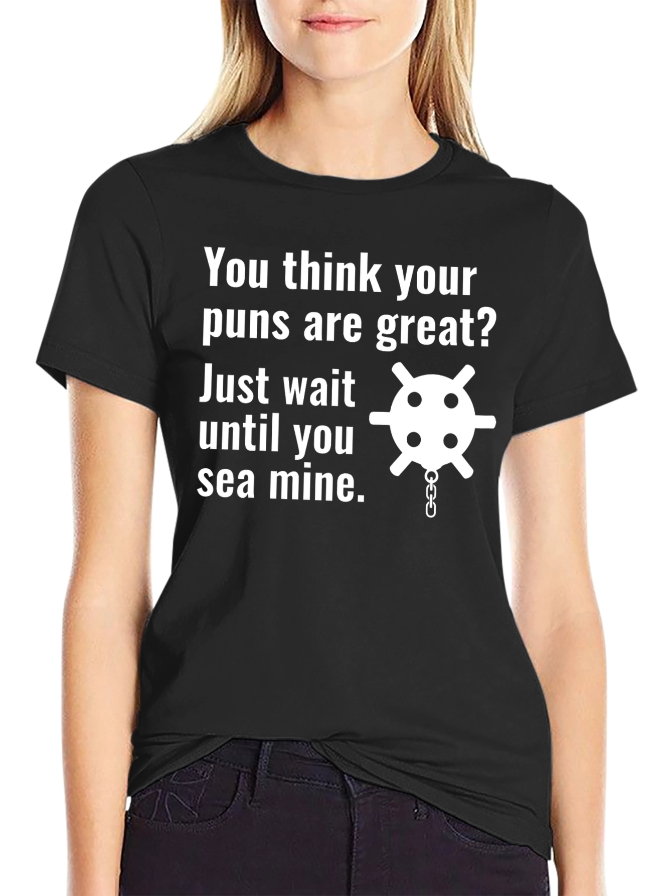 Black Funny Sea Mine Pun T-Shirt - Ocean Humor view 2