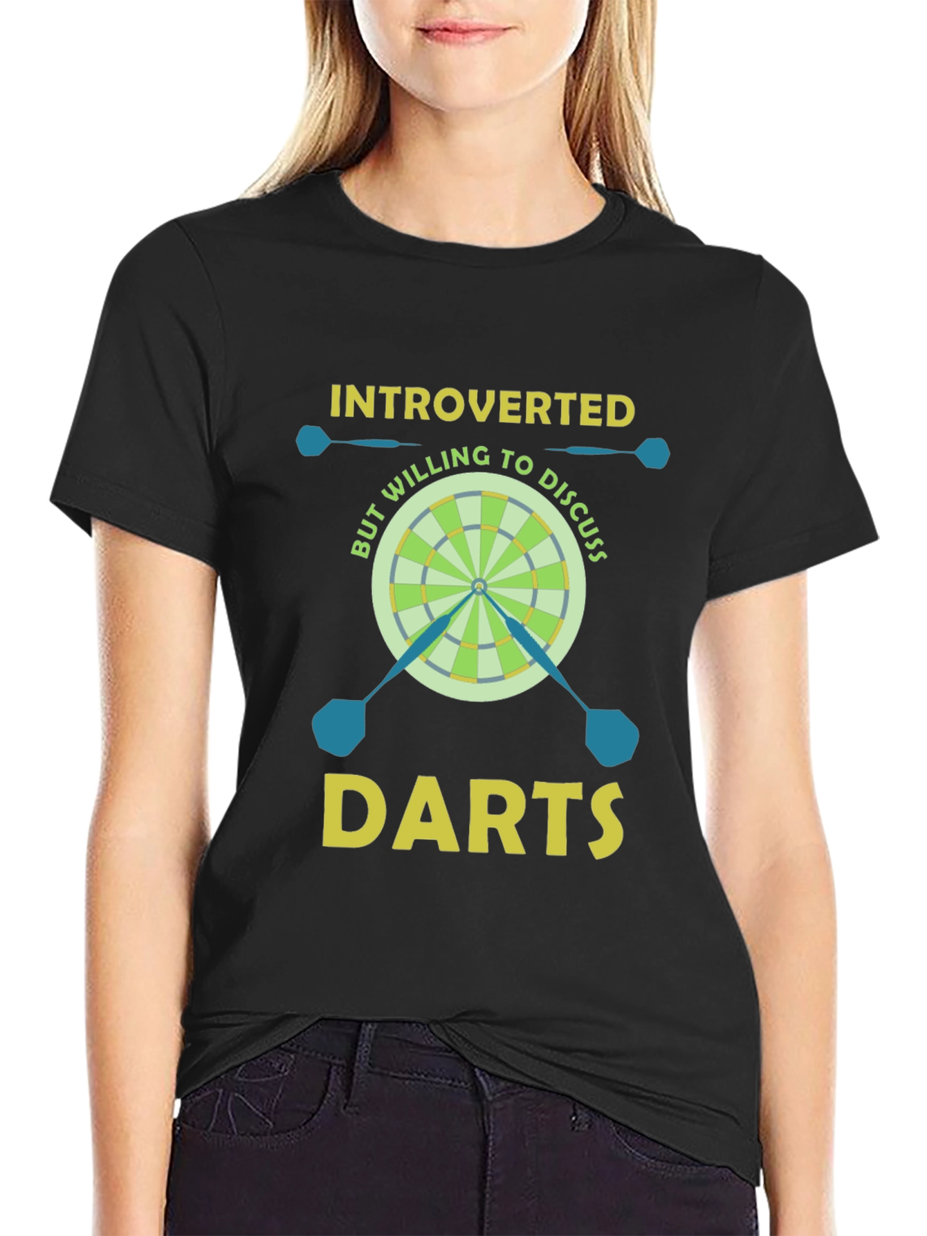 Black Introverted But Willing to Discuss Darts T-Shirt view 2