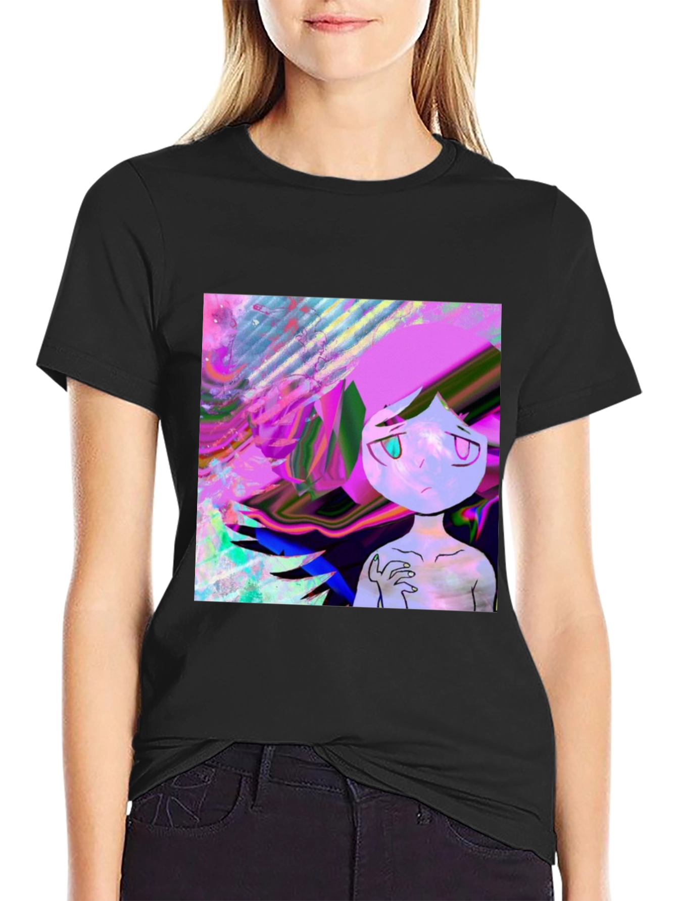 Black Abstract Art T-Shirt - Edgy Graphic Tee view 2