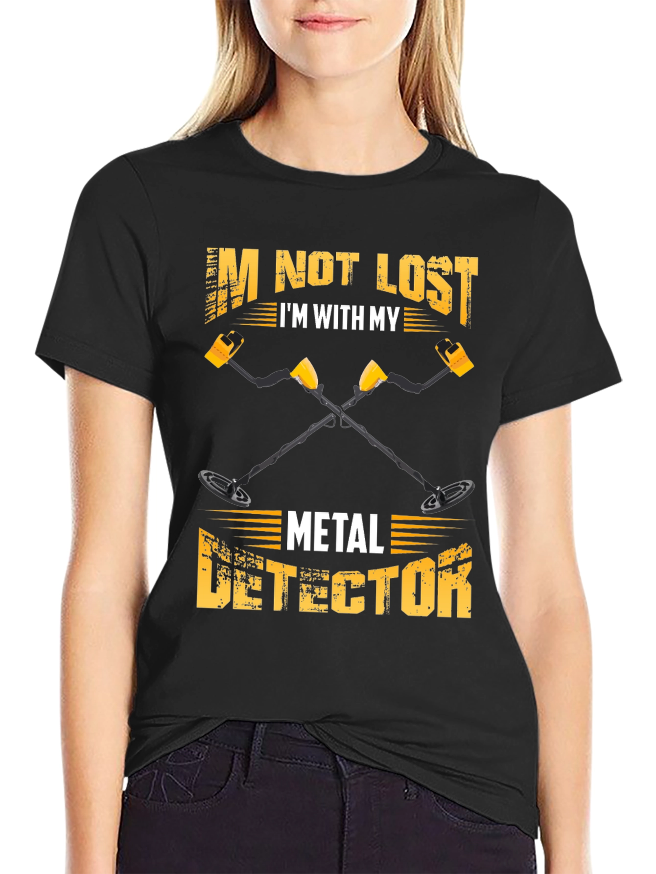 Black I'm Not Lost Metal Detector T-Shirt view 2
