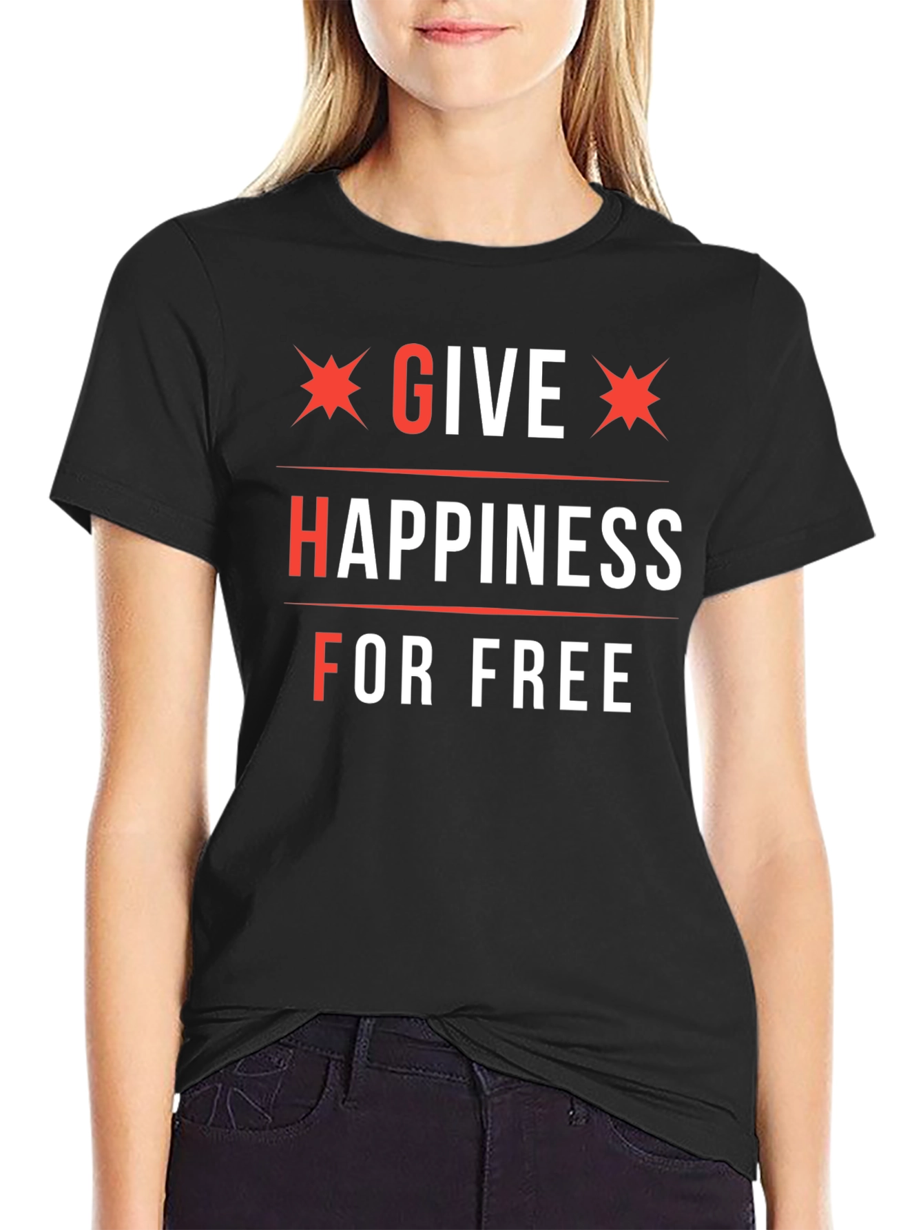 Black Give Happiness For Free Graphic Tee view 2