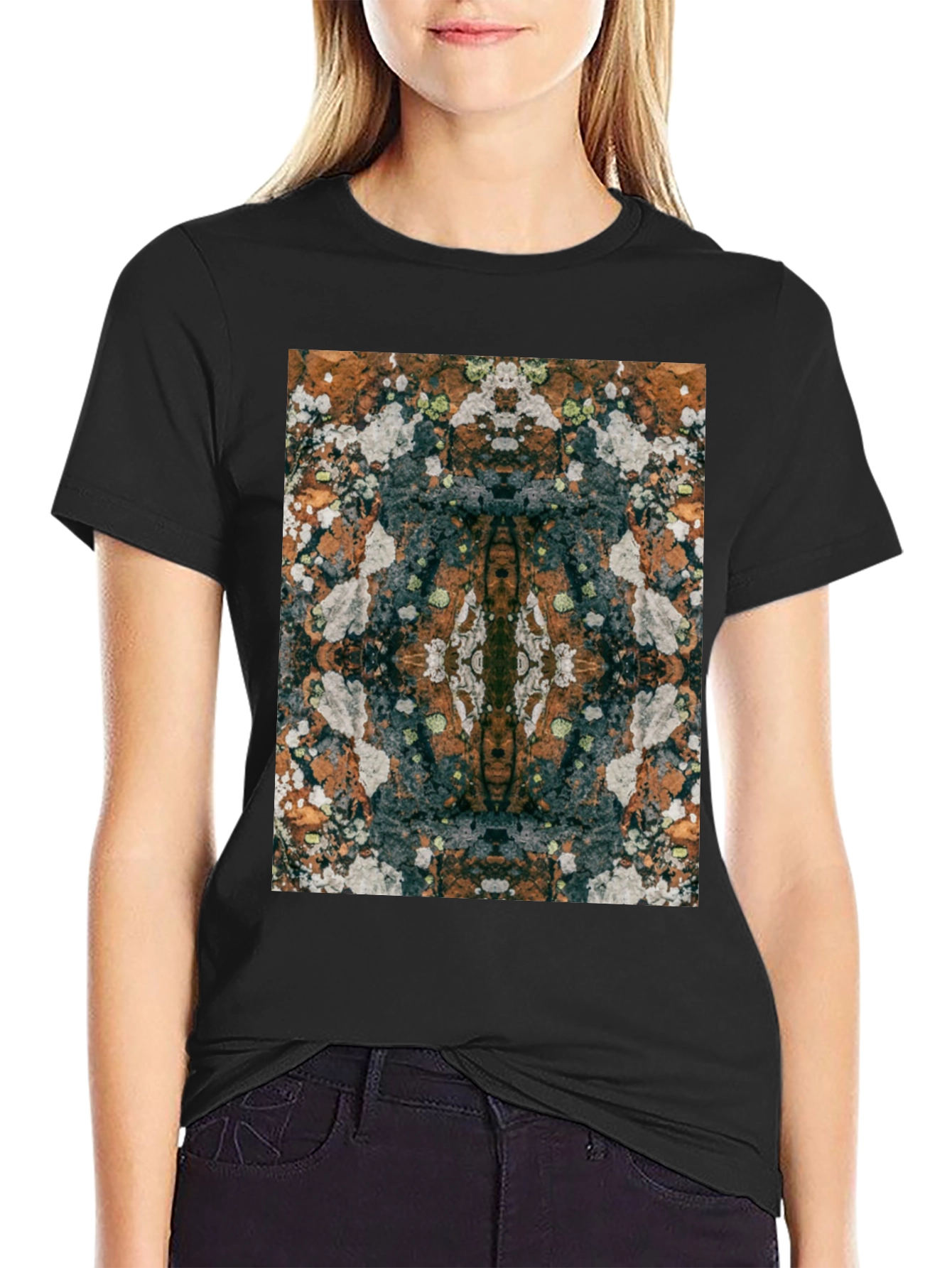 Black Abstract Graphic Print T-Shirt view 2