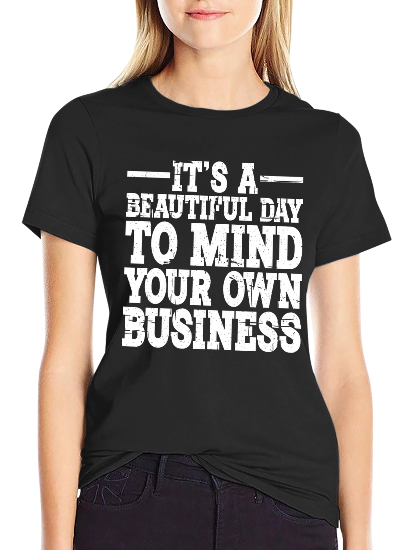 Black Mind Your Own Business Graphic T-Shirt view 2