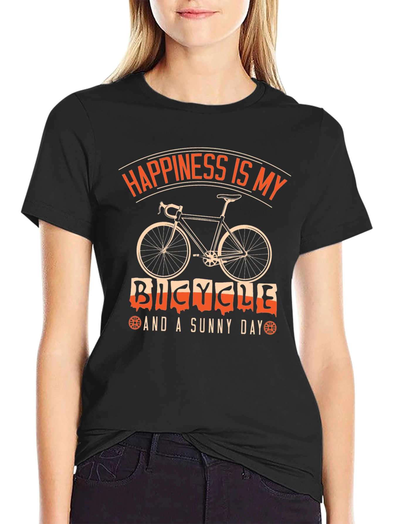 Black Happiness Bicycle T-Shirt - Sunny Day Ride view 2