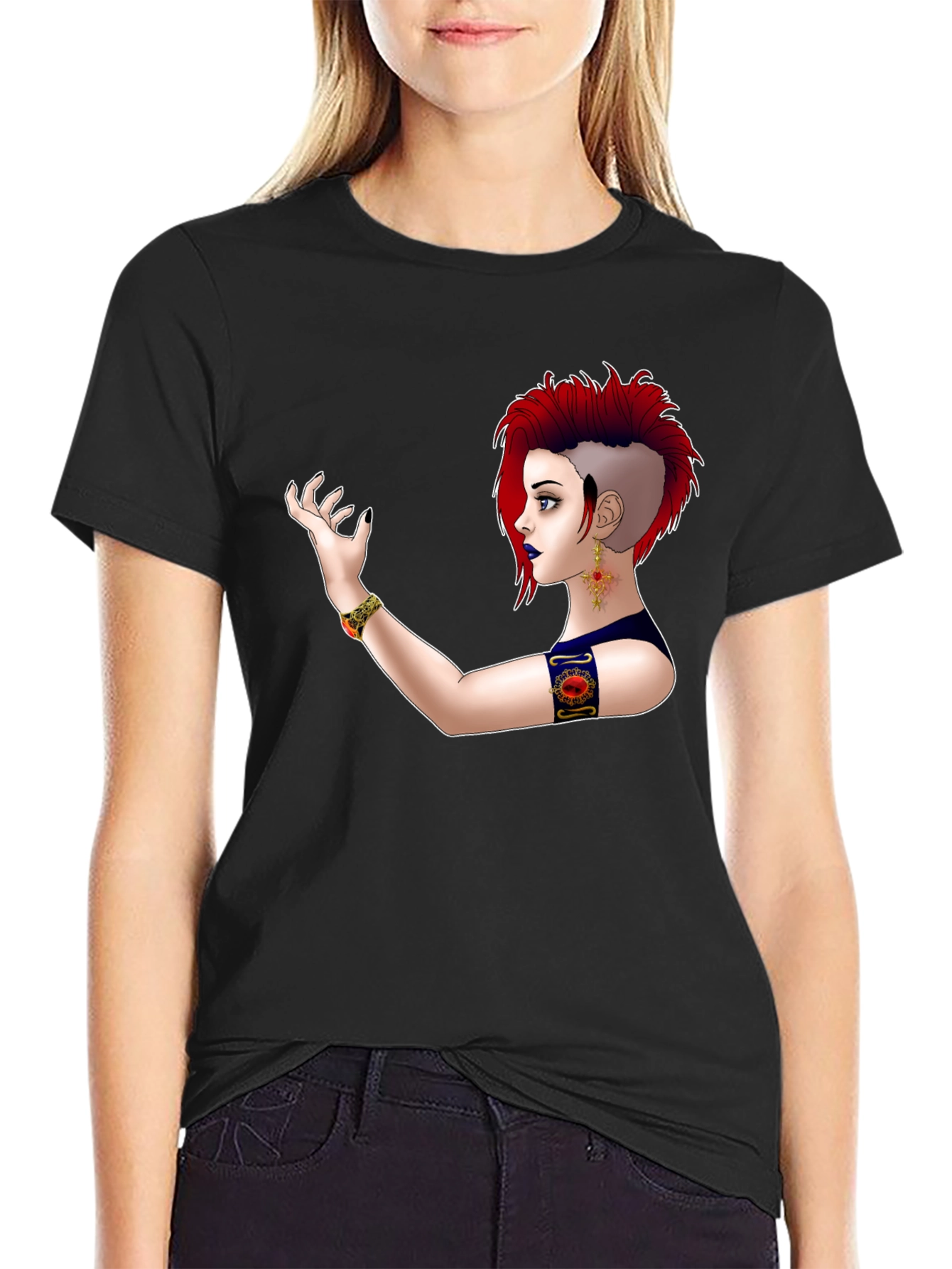 Black Mystic Woman Graphic Tee - Bold & Unique view 2