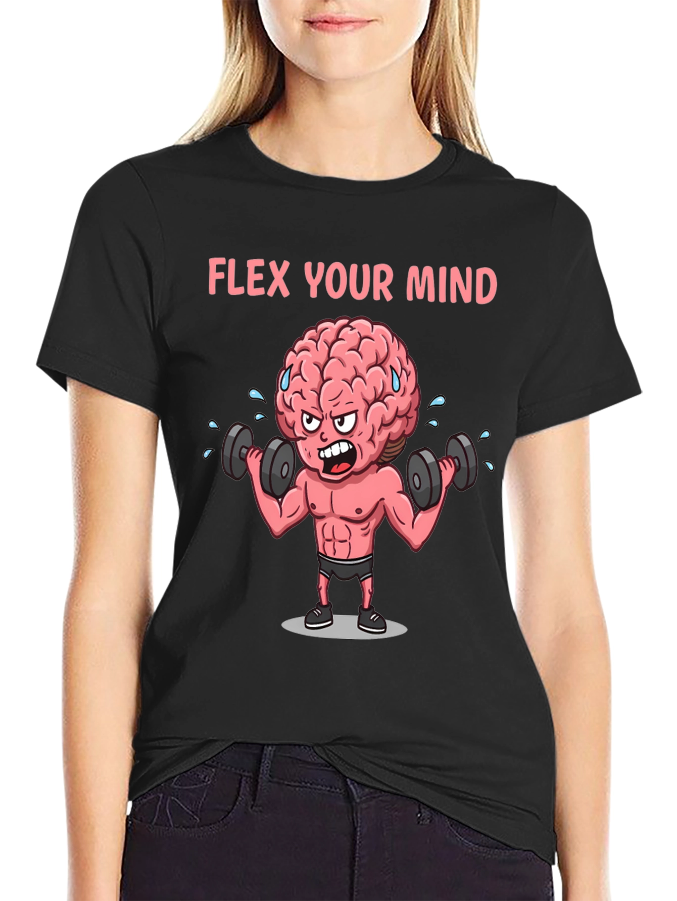 Black Flex Your Mind Graphic T-Shirt view 2