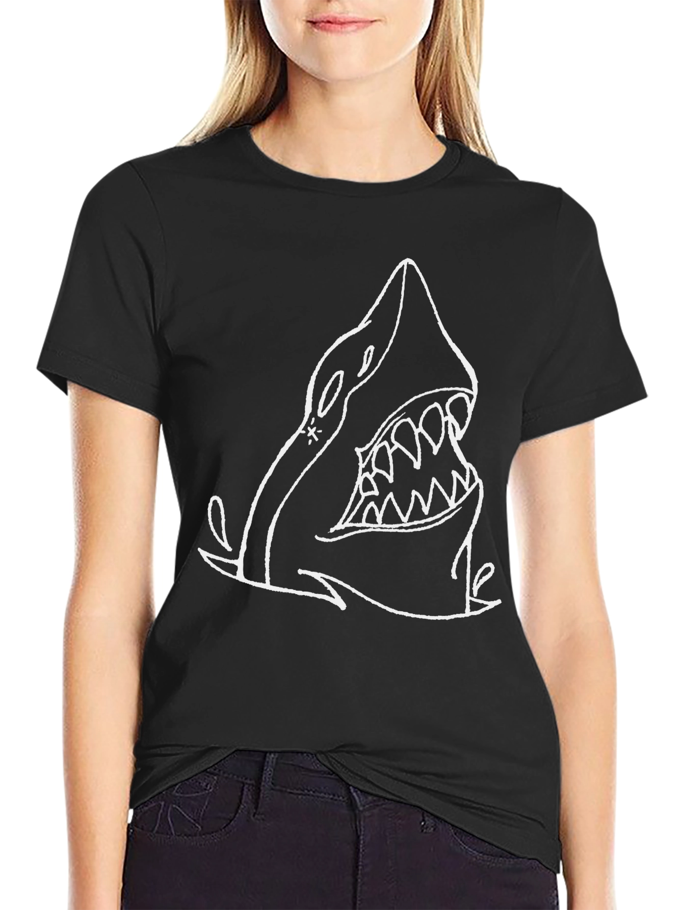 Black Black Shark Graphic Tee view 2